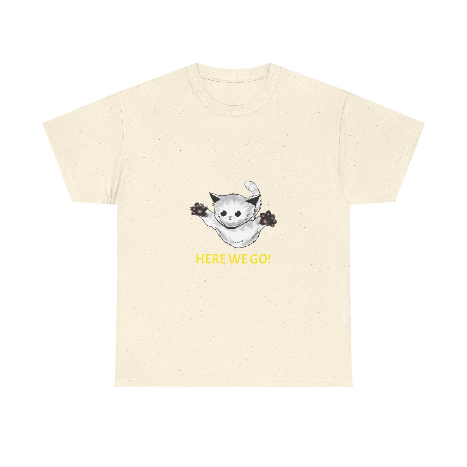 Here We Go Cat Playful Cartoon Illustration - T-shirt - Image 5