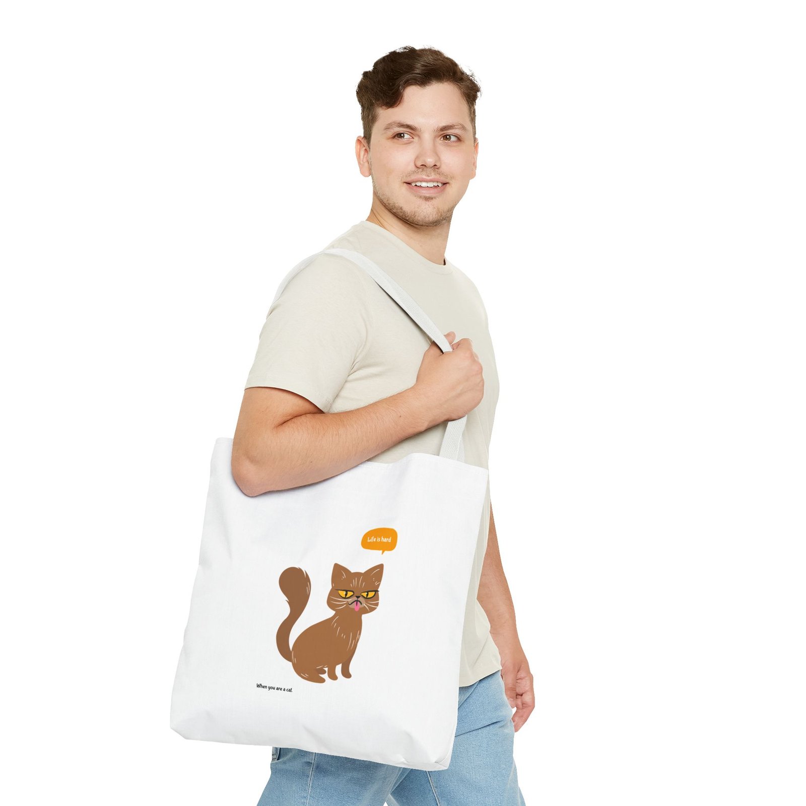Life Is Hard Grumpy Cat Funny Sarcastic Attitude Design - Tote Bag - Image 11