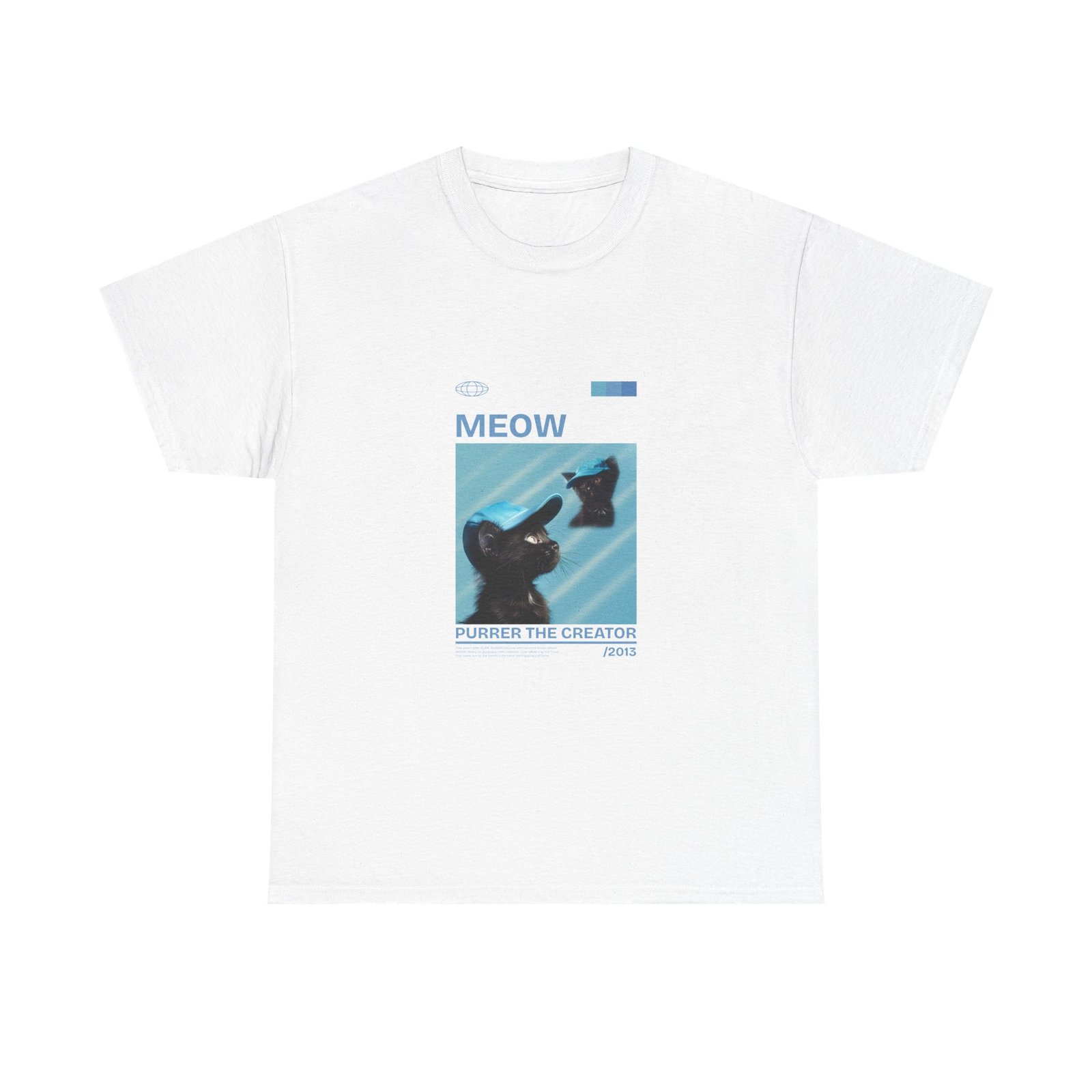 Playful Meow Cat Creator Graphic with Whiskers and Paws - T-shirt