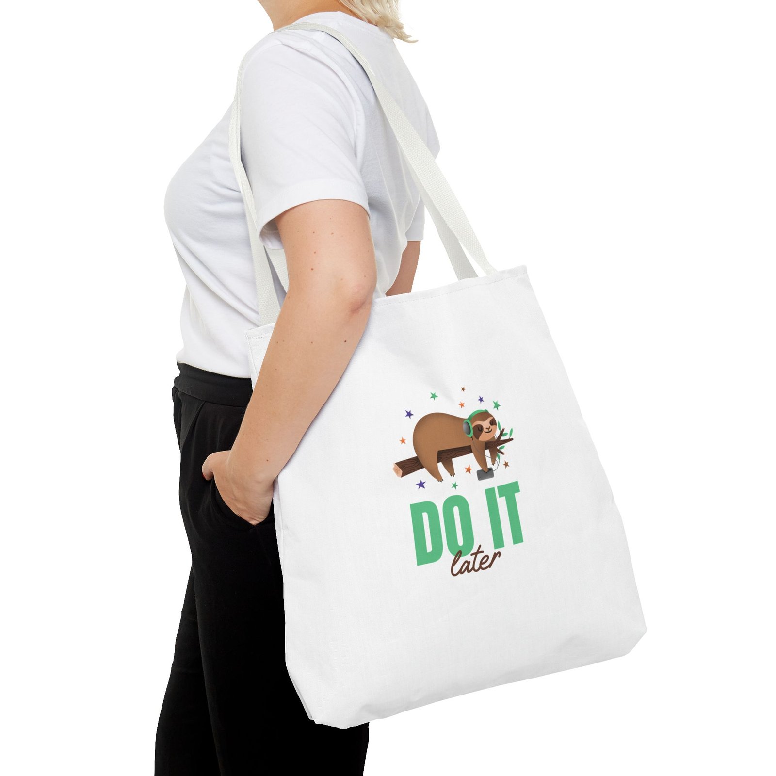Do It Later Sloth Lazy Cartoon Illustration - Tote Bag - Image 12