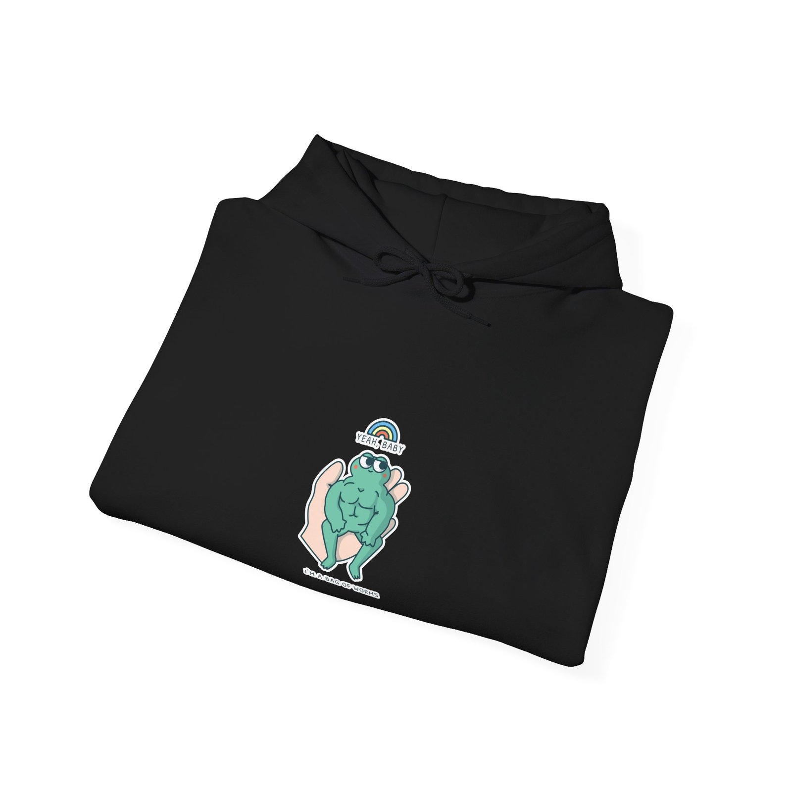 Yeah Baby Buff Frog Cartoon Muscle Fitness Illustration - Hoodie - Image 4