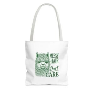 Messy Hair Don’t Care Green Llama Fun Graphic Design - Tote Bag
