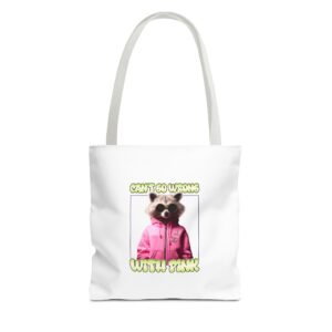 Stylish Pink Raccoon Illustration with Chic Vibes - Tote Bag