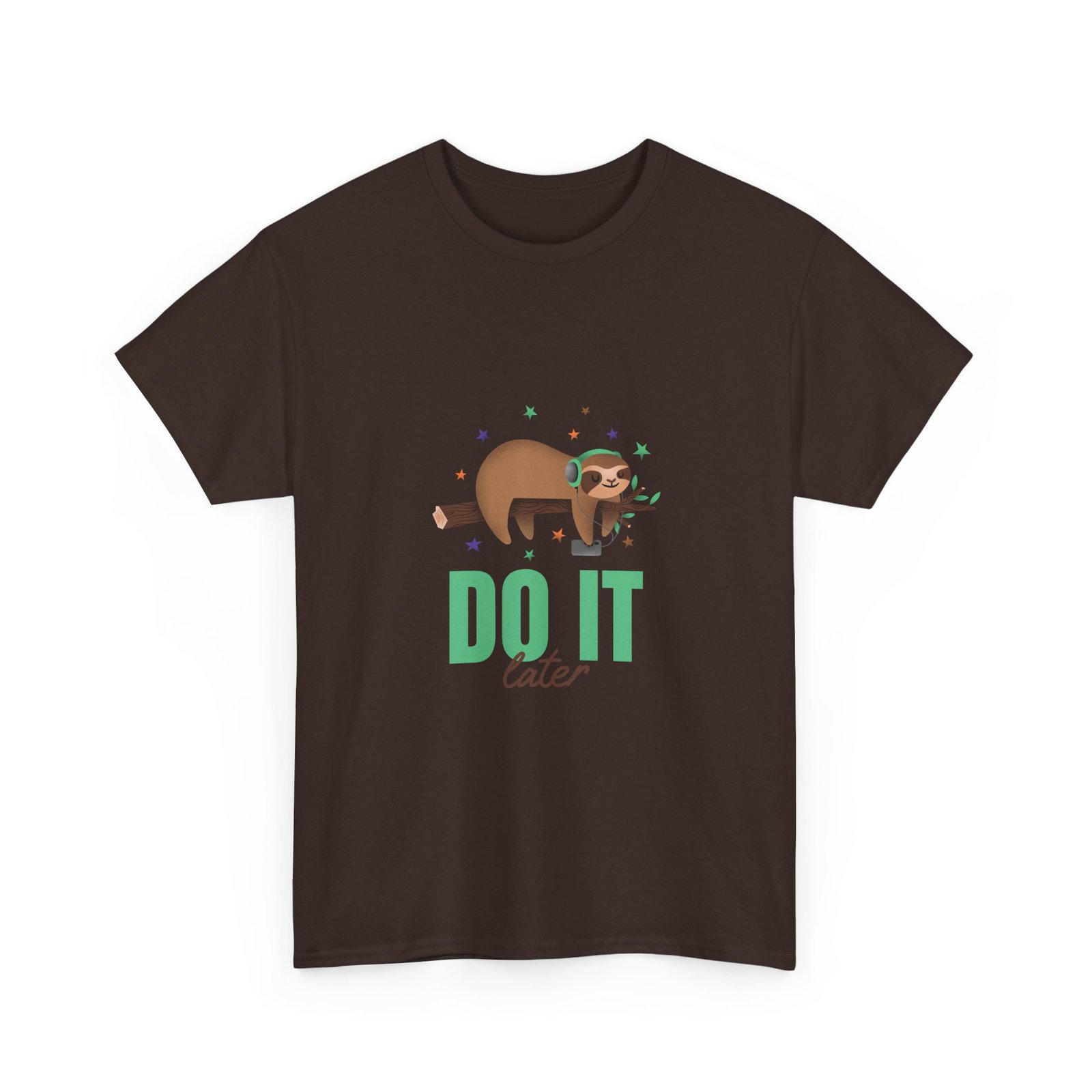 Funny Do It Later Sloth Lazy Cartoon Illustration - T-shirt - Image 3