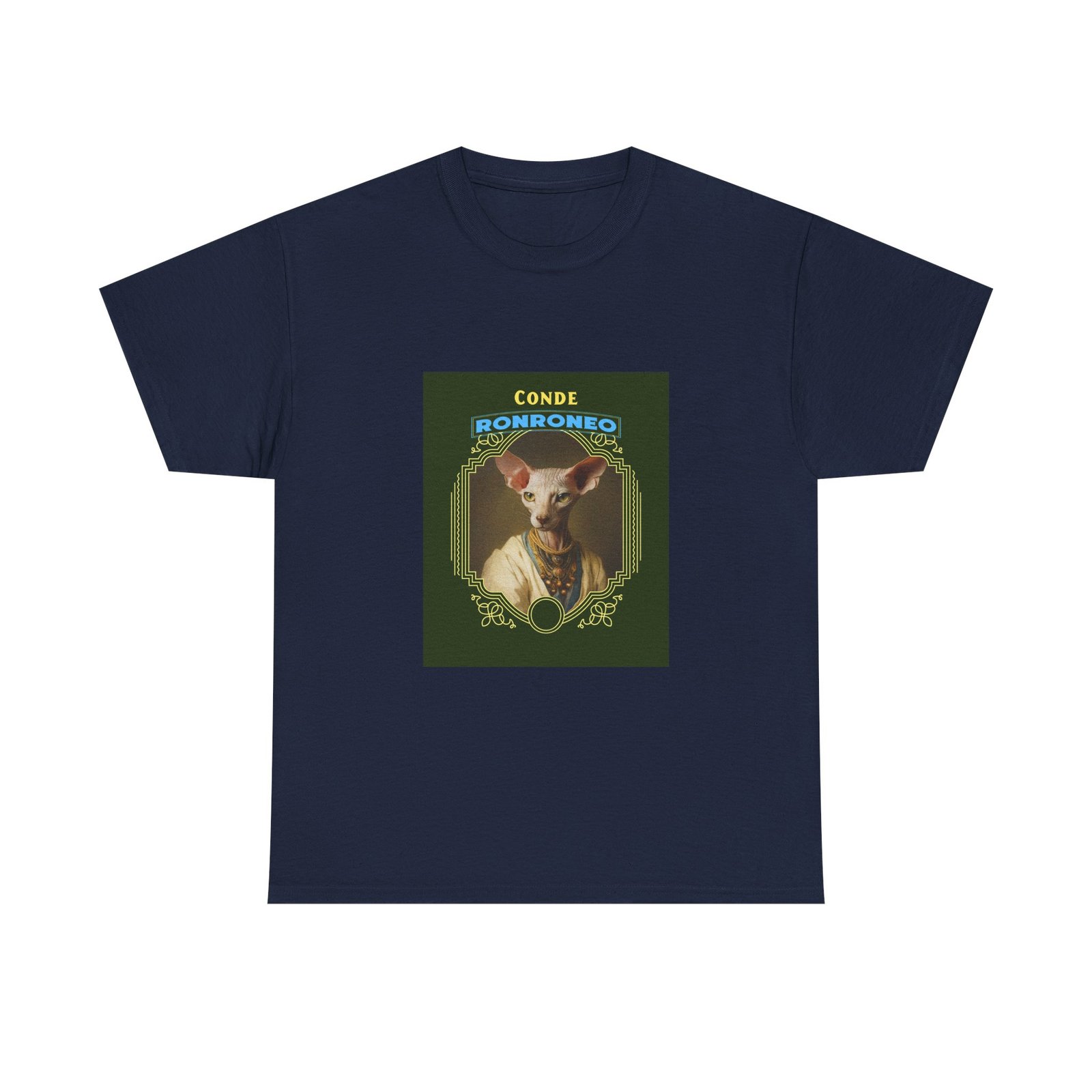 CONDE RONRONEO Sphynx Cat Noble Artistic Illustration - T-shirt - Image 9