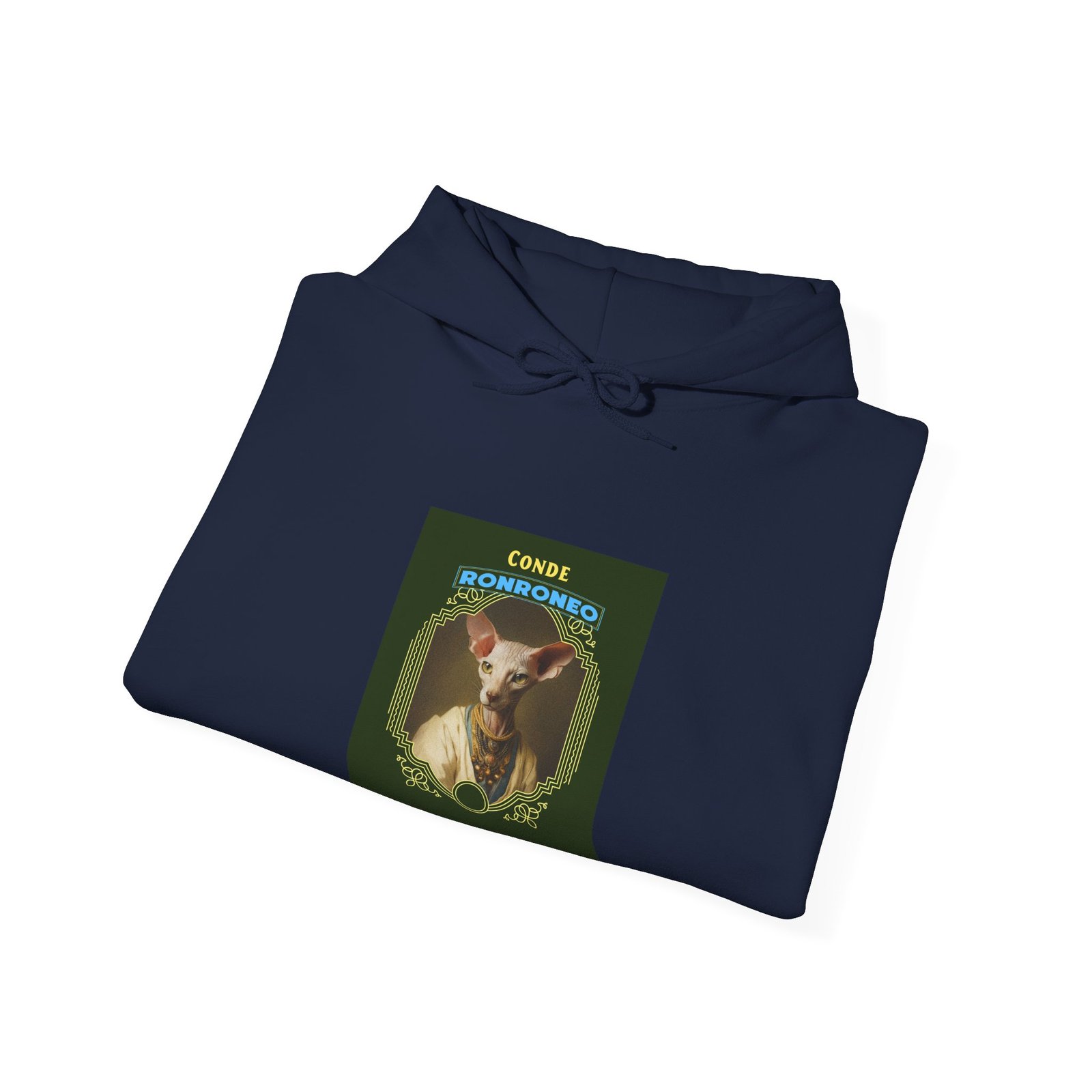 CONDE RONRONEO Sphynx Cat Noble Artistic Illustration - Hoodie - Image 12