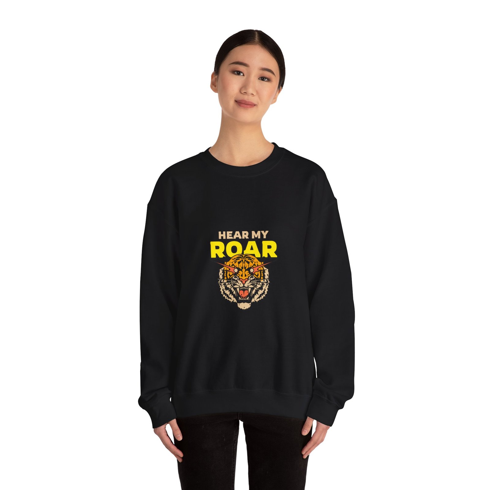 HEAR MY ROAR Fierce Tiger Bold Graphic Design - Sweatshirt - Image 4