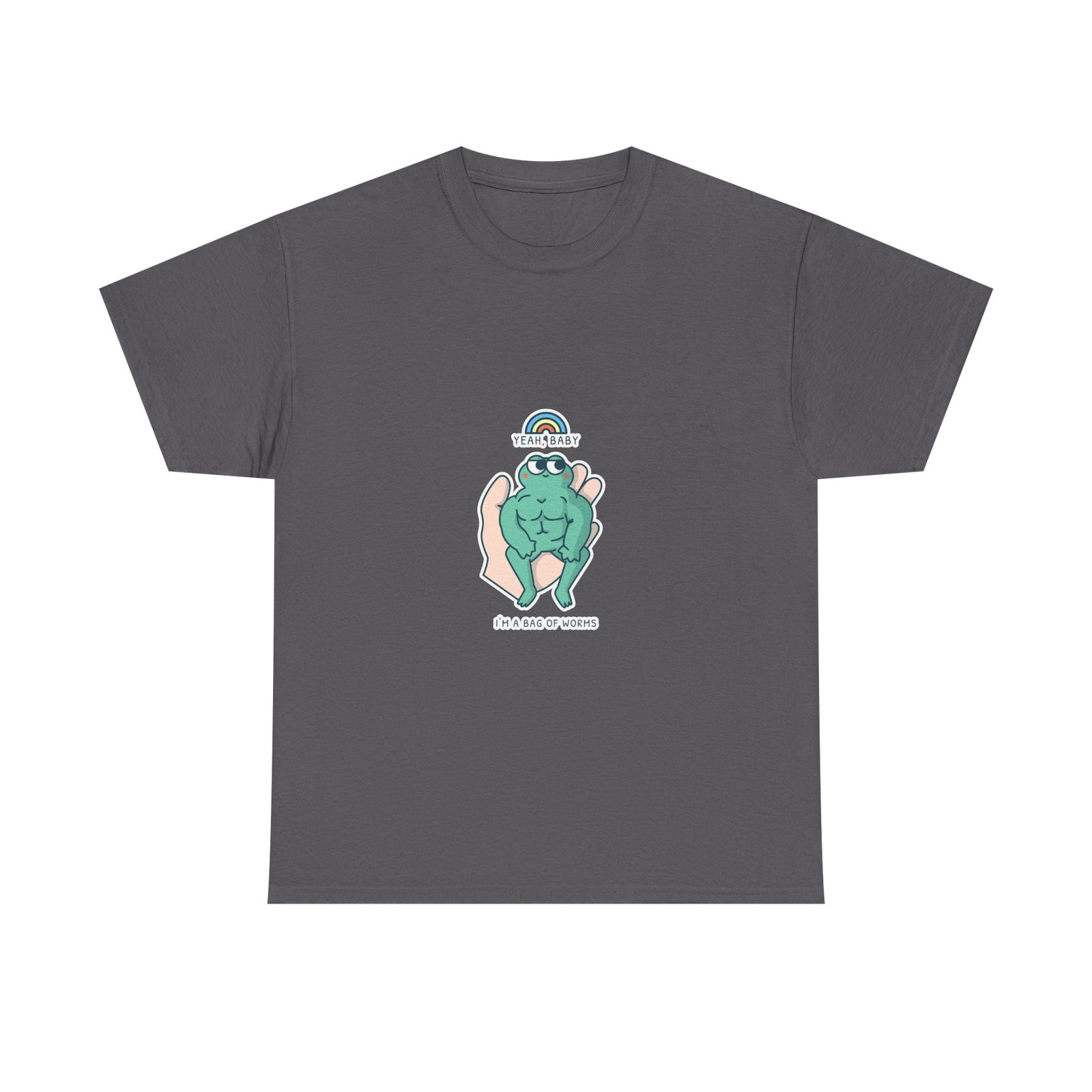 Yeah Baby Buff Frog Cartoon Muscle Fitness Illustration - T-shirt - Image 5