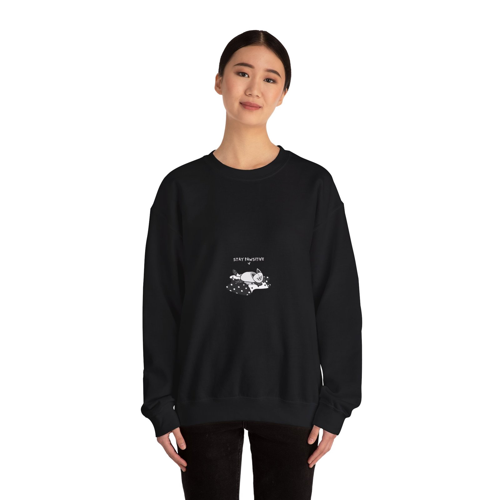 Stay Pawsitive Cat Hopeful Inspirational Design - Sweatshirt - Image 4