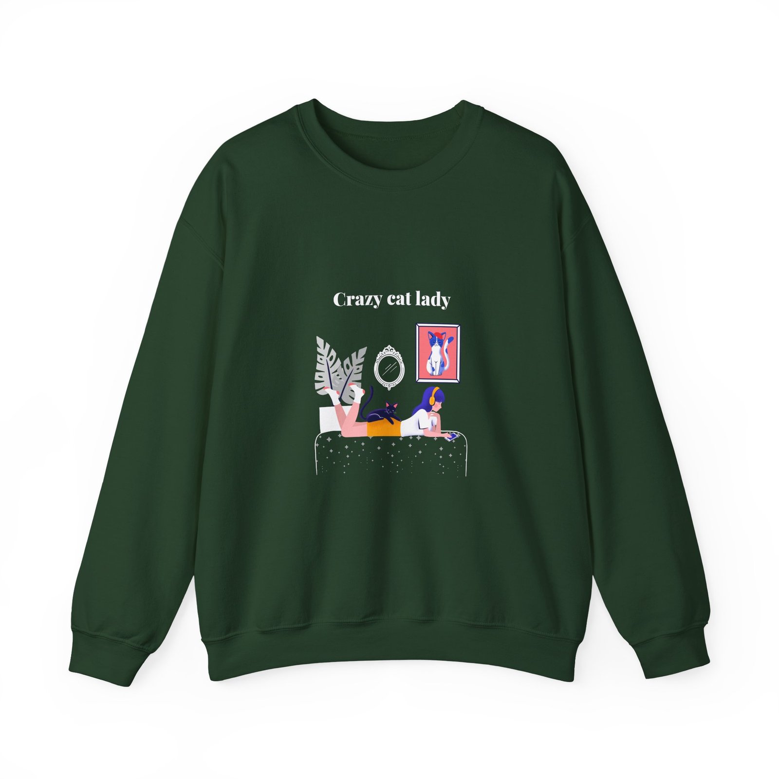 Crazy Cat Lady Relaxed Cat Illustration with Whimsical Charm - Sweatshirt - Image 5