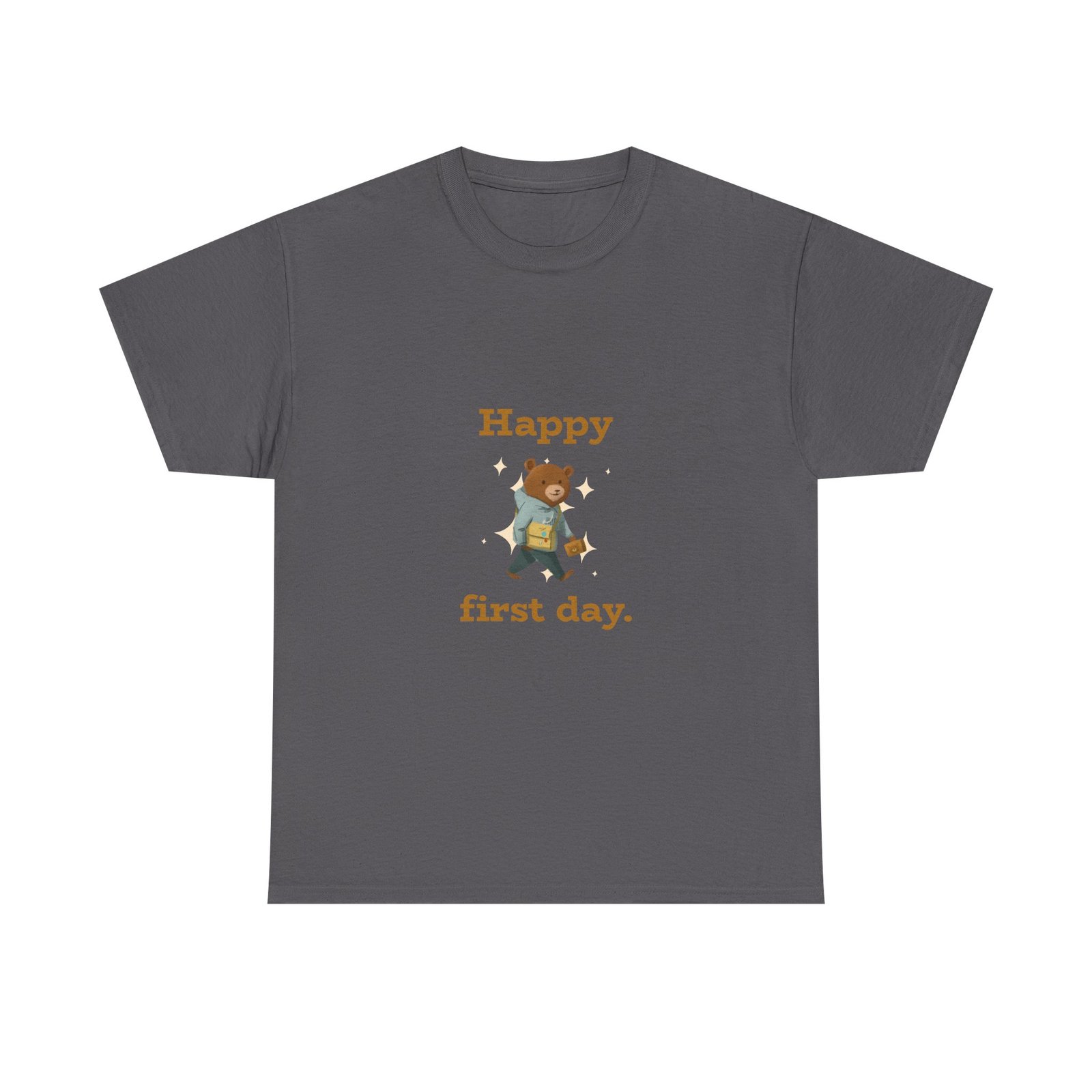 Cheerful Bear Celebrating Happy First Day Design - T-shirt - Image 5