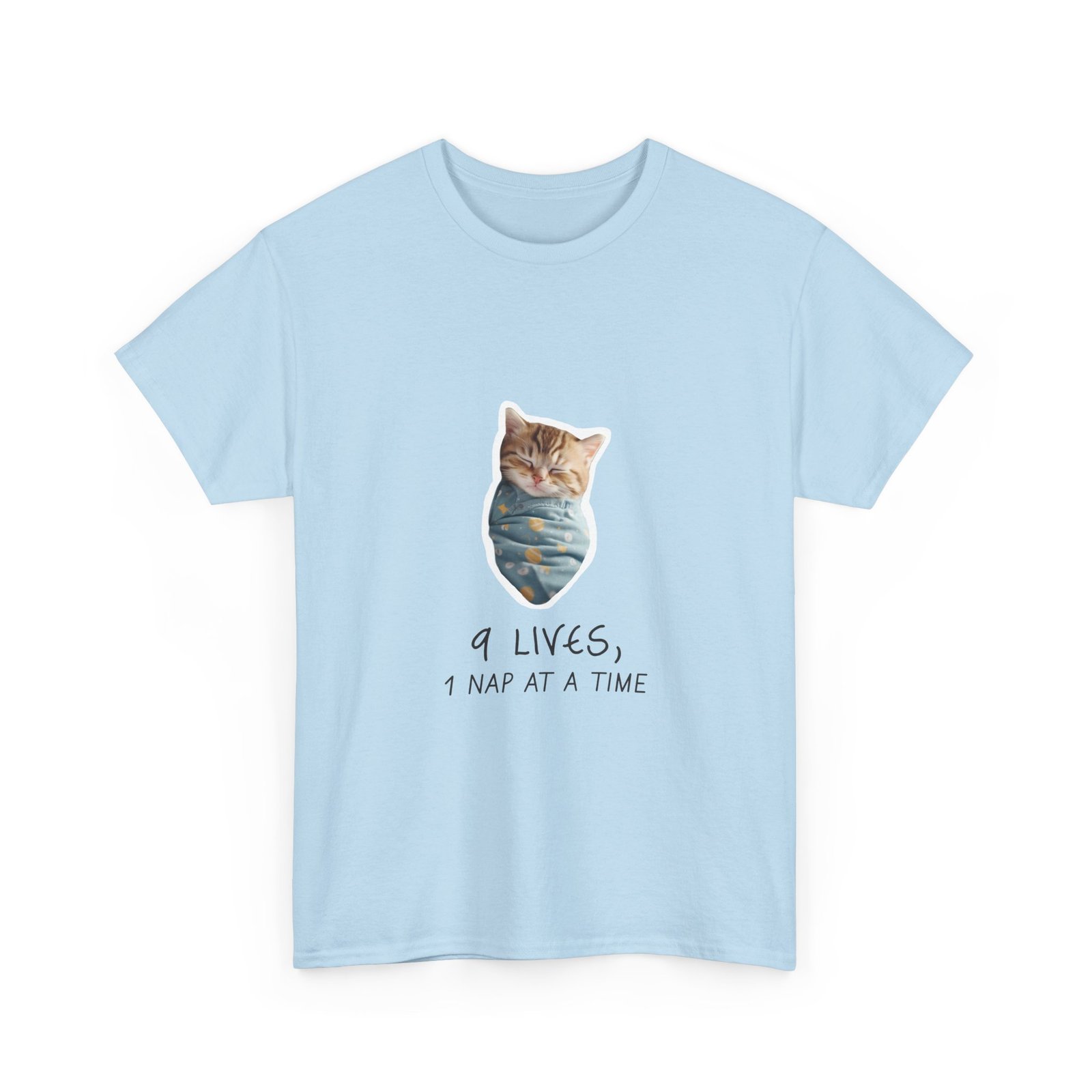 Cute Cat Illustration with "Lives Nap at a Time" Sleepy Theme - T-shirt - Image 11