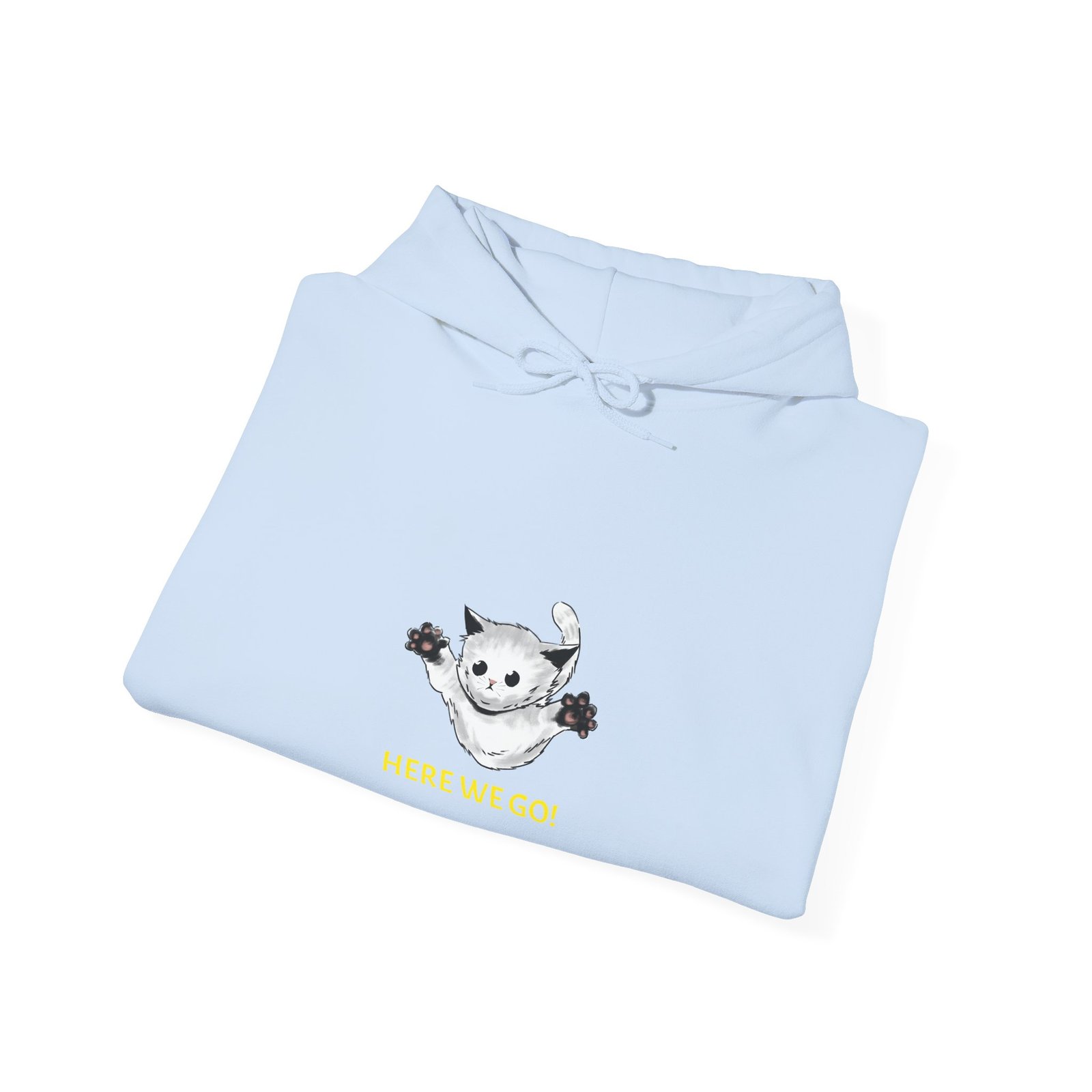 Here We Go Cat Playful Cartoon Illustration - Hoodie - Image 12
