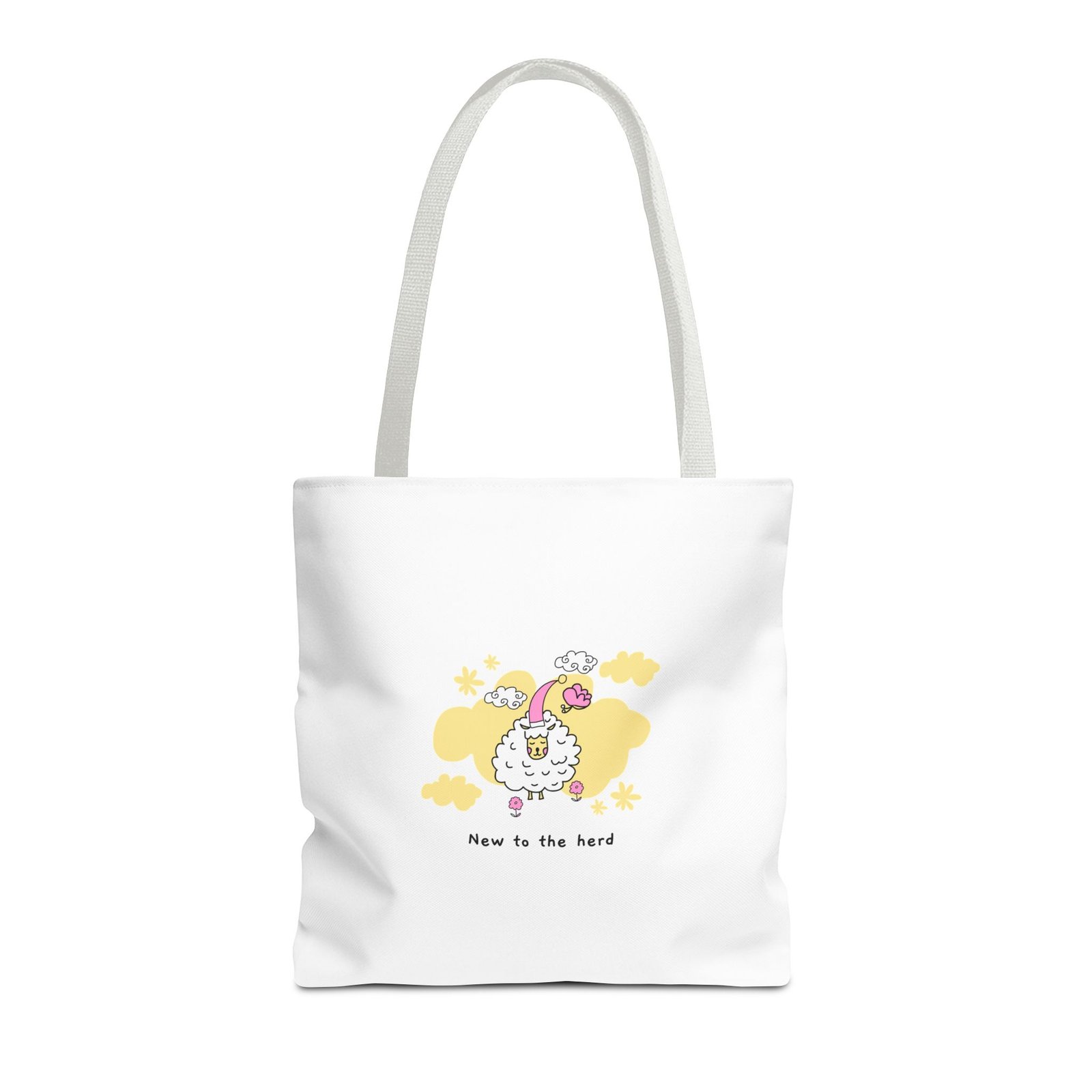New to the Herd Cute Fluffy Sheep Graphic - Tote Bag - Image 5