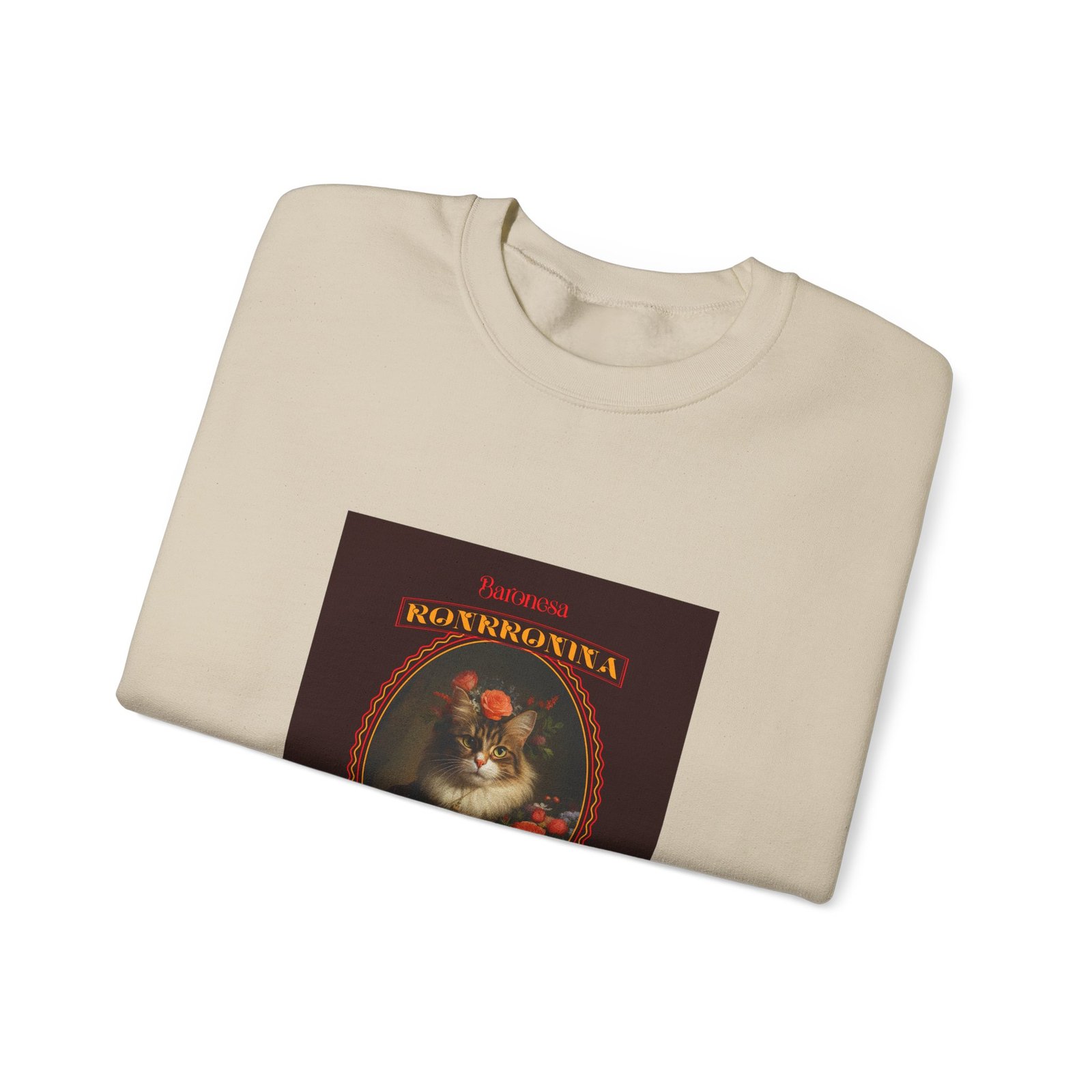 Baronessa Murronika Vintage Cat Illustration with Elegant Flair - Sweatshirt - Image 7