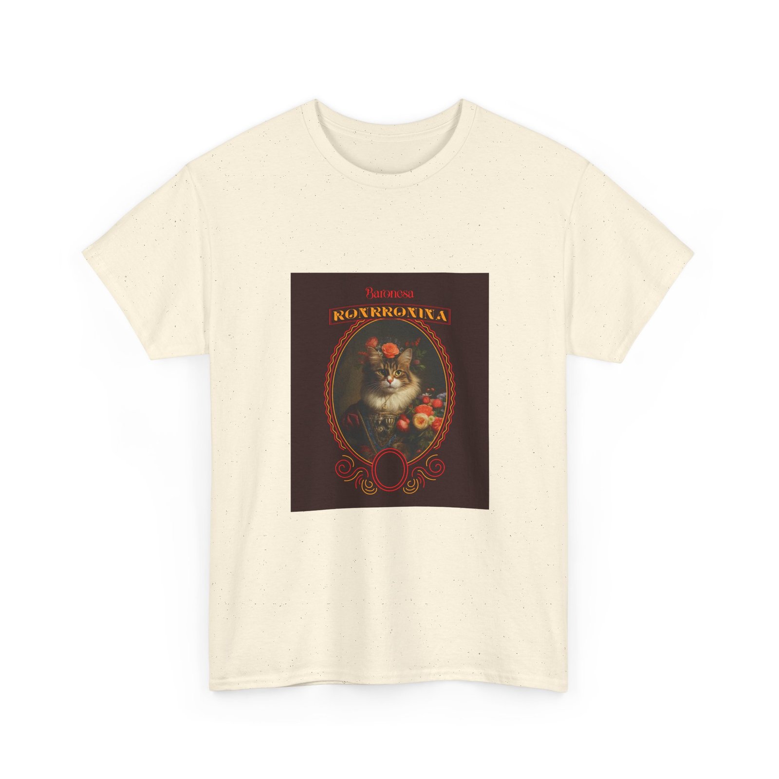 Baronessa Murronika Vintage Cat Illustration with Elegant Flair - T-shirt - Image 7