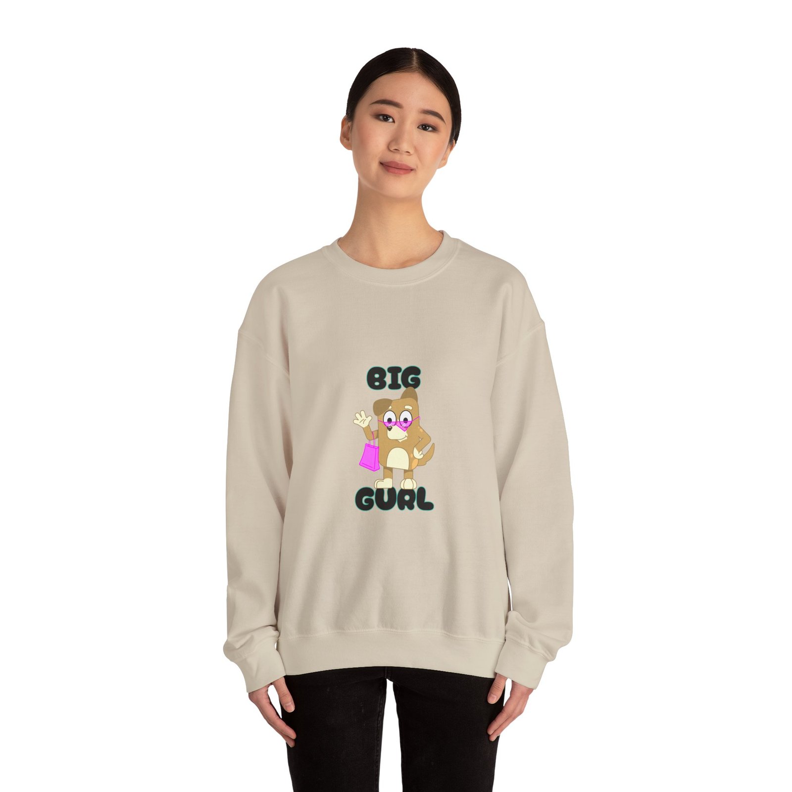 Big Gurl Squirrel Shopper Cartoon with Groceries and Bag - Sweatshirt - Image 8