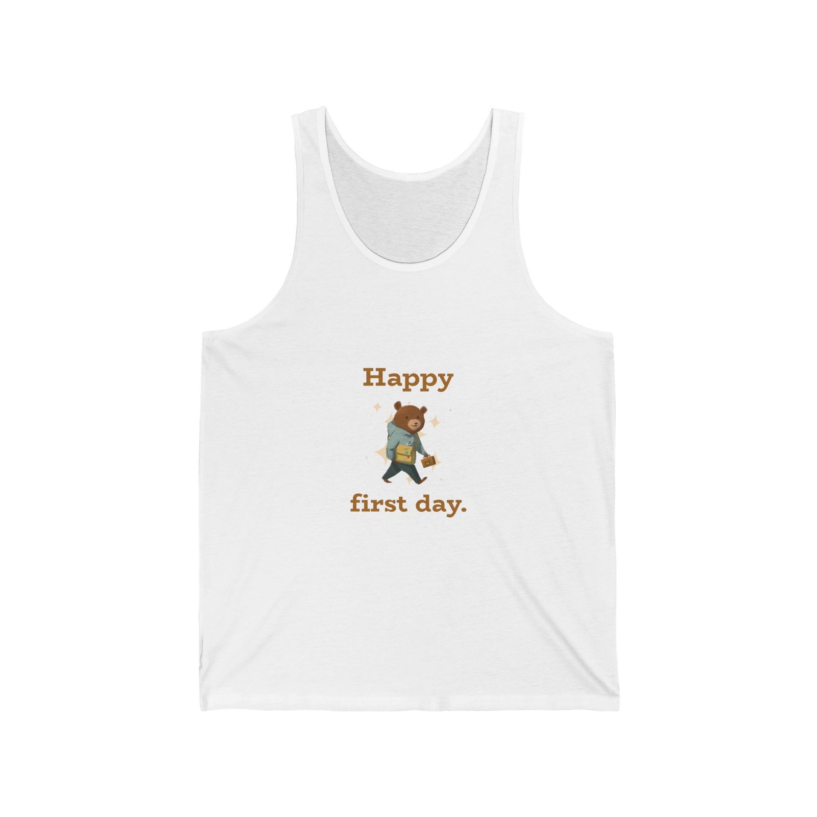 Happy First Day Cheerful Bear Illustration - Tank Top