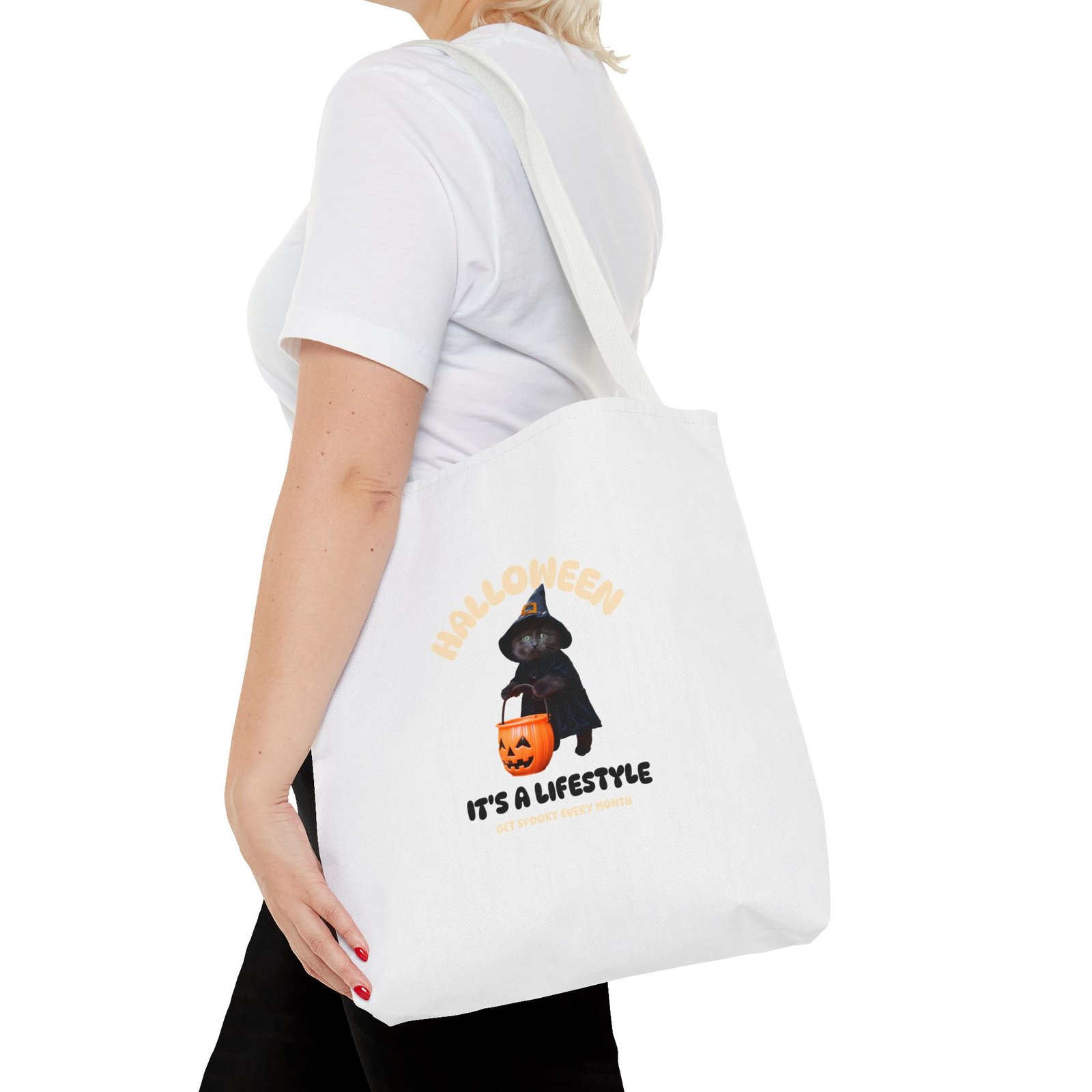 Halloween Lifestyle Cat With Spooky Elements Design - Tote Bag - Image 8