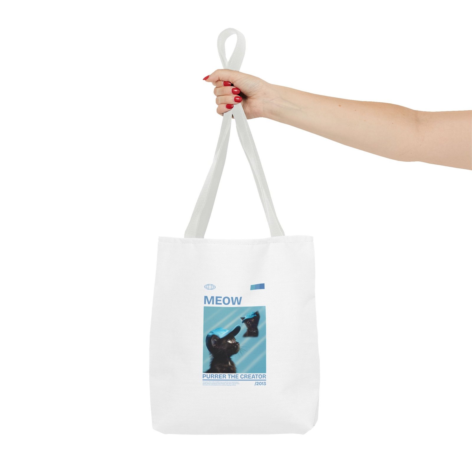 Playful Meow Cat Creator Graphic with Whiskers and Paws - Tote Bag - Image 4