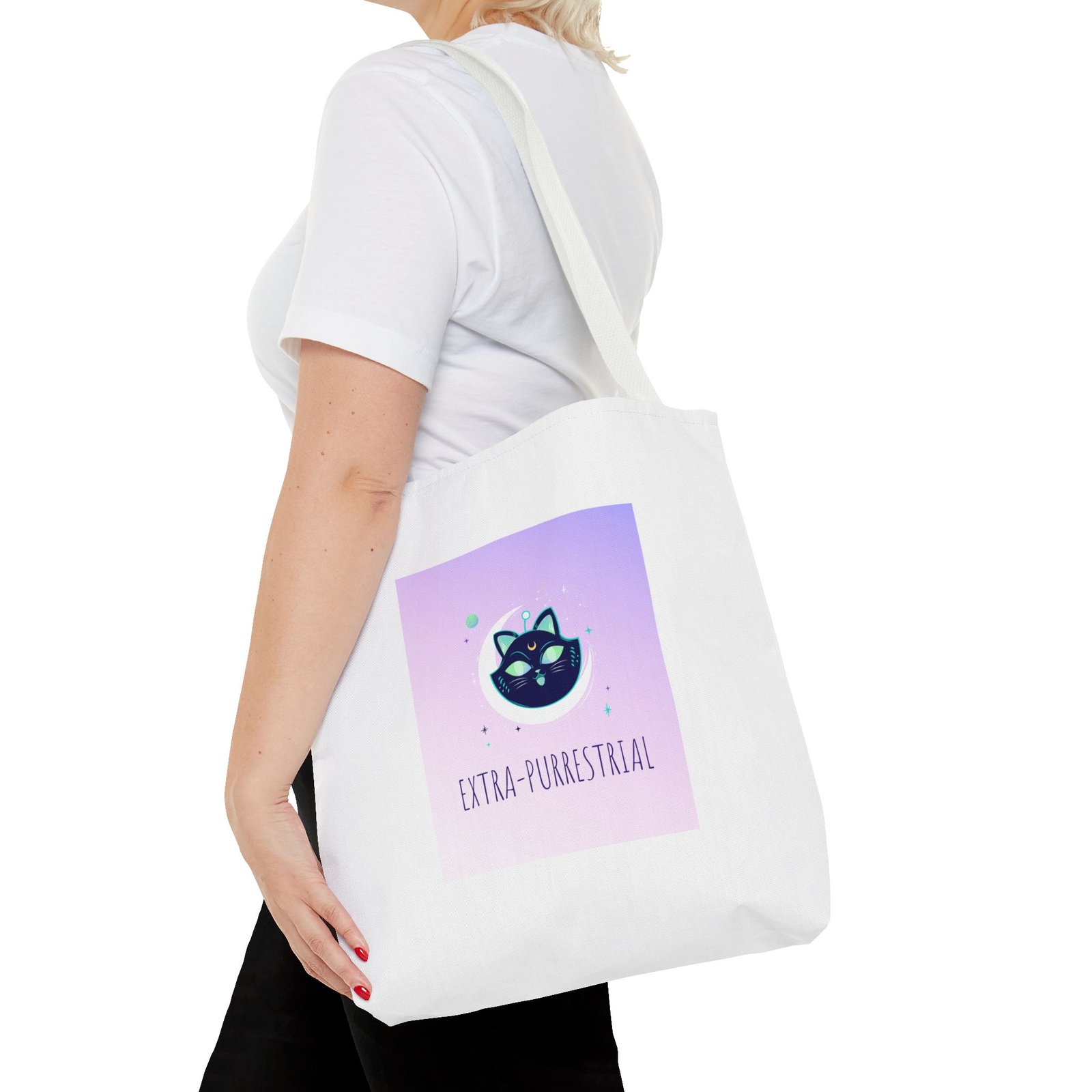 Extra Terrestrial Cat in Cosmic Space Design - Tote Bag - Image 8