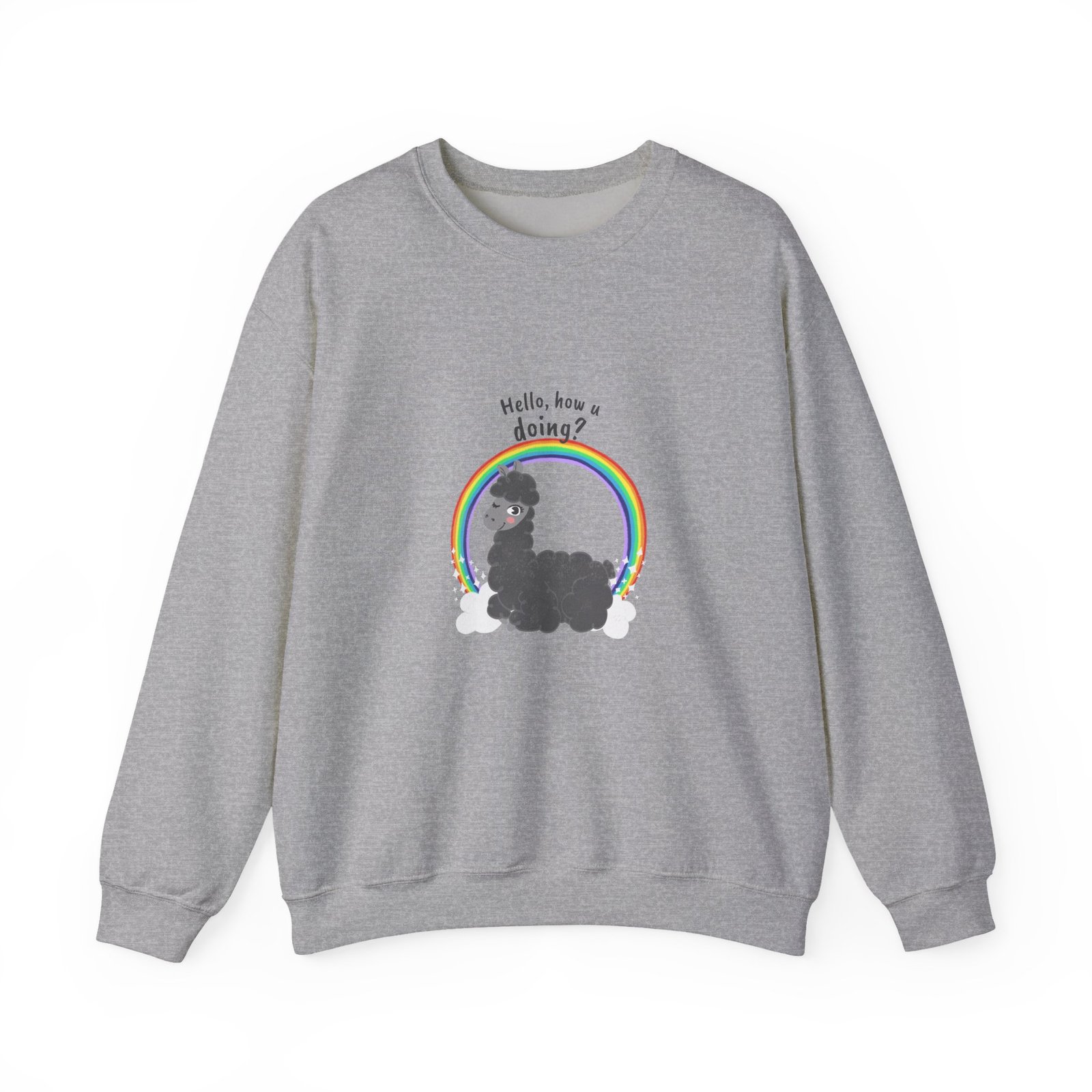 Cute Friendly Alpaca Saying Hello How U Doing Design - Sweatshirt - Image 9