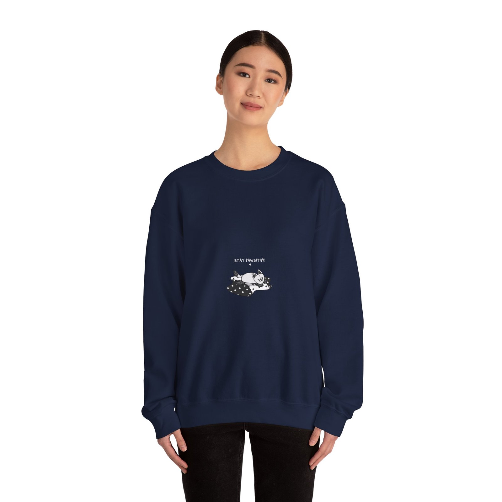 Stay Pawsitive Cat Hopeful Inspirational Artwork - Sweatshirt - Image 12