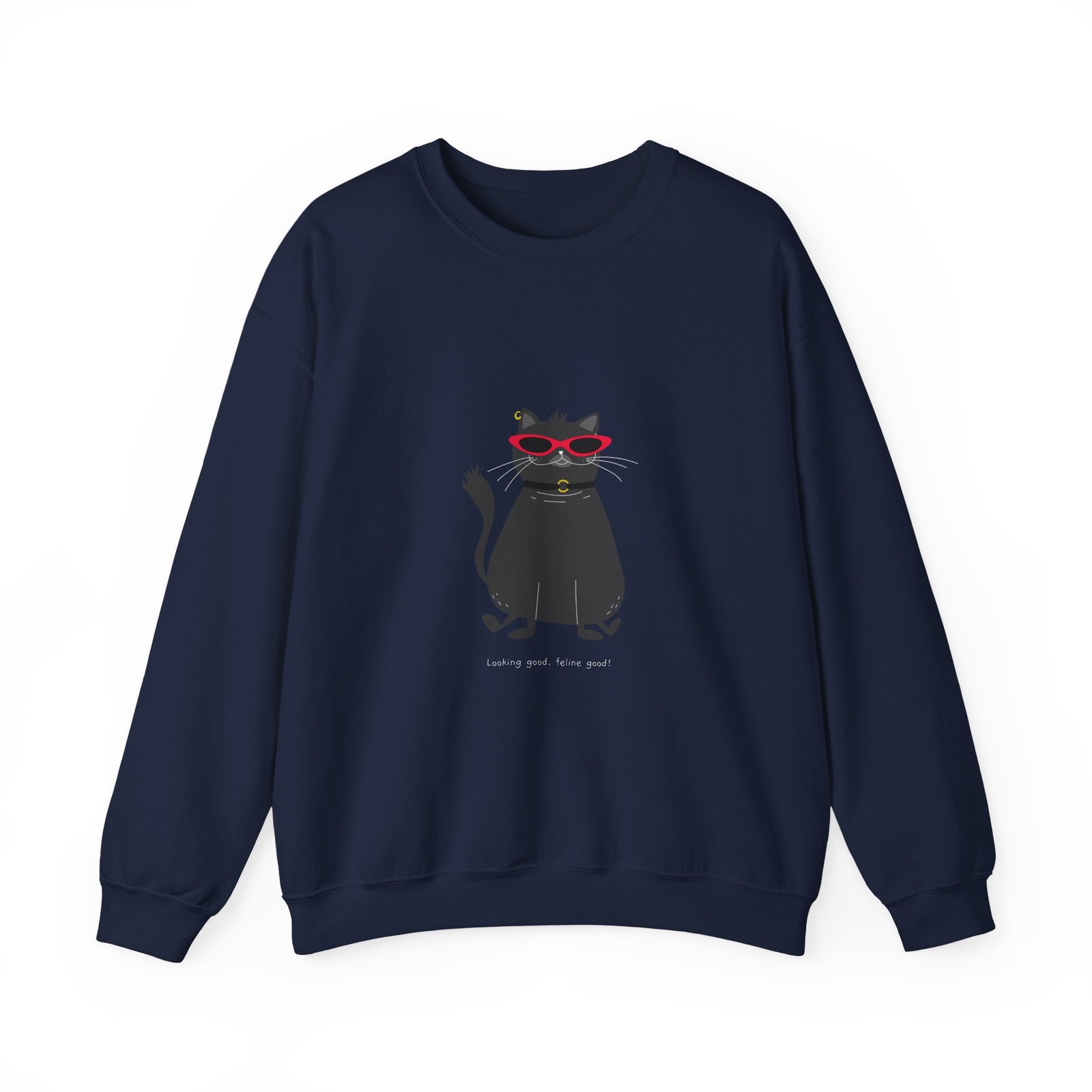 LOOKING GOOD, FELINE GOOD Cat Stylish Typography Design - Sweatshirt - Image 9