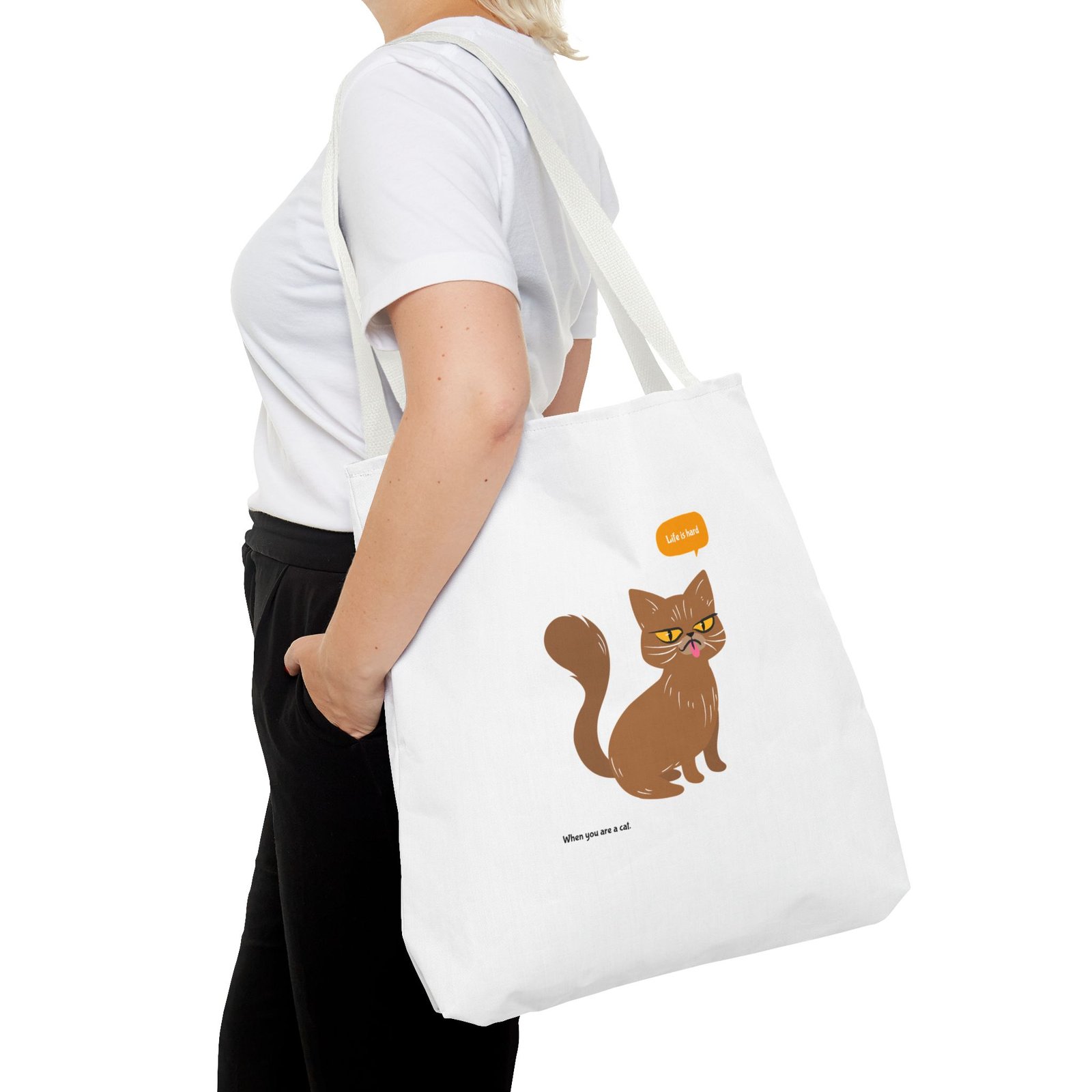 Life Is Hard Grumpy Cat Funny Sarcastic Attitude Design - Tote Bag - Image 12