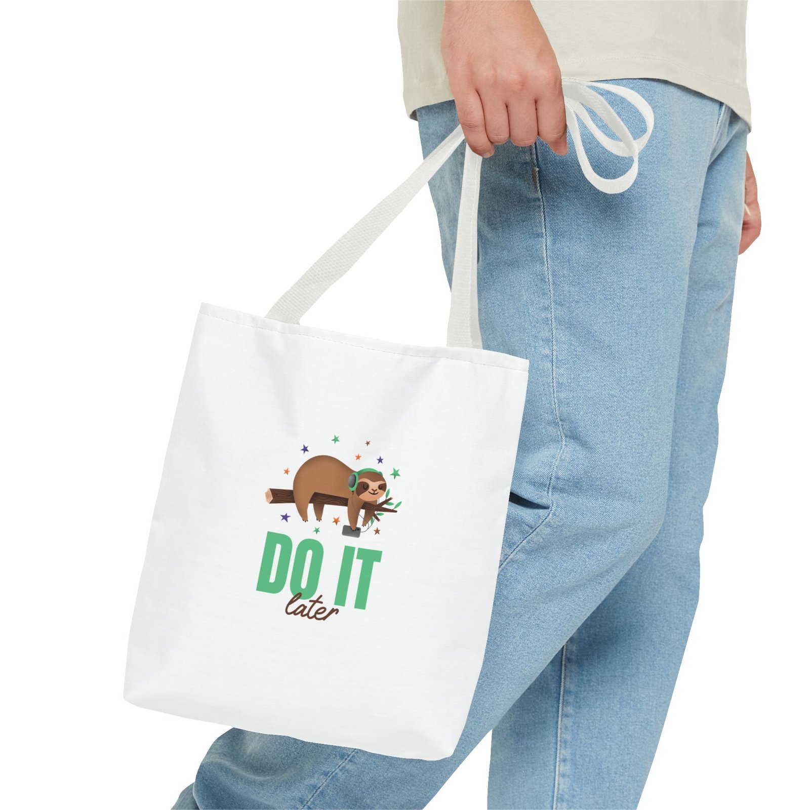 Do It Later Sloth Lazy Cartoon Illustration - Tote Bag - Image 3