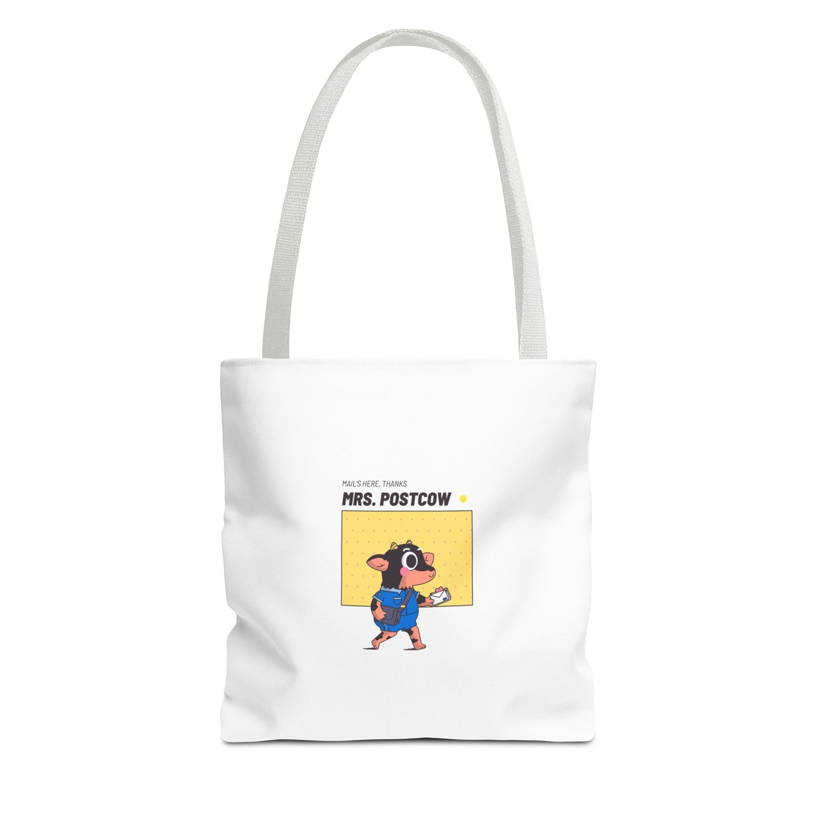 Mrs. Postcow Funny Cartoon Cow with Postal Theme - Tote Bag