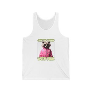 Stylish Pink Raccoon Illustration with Chic Vibes - Tank Top
