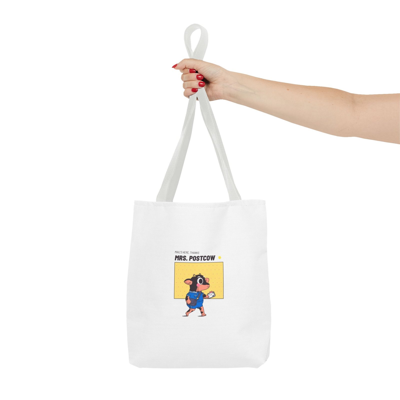 Mrs. Postcow Funny Cartoon Cow with Postal Theme - Tote Bag - Image 4