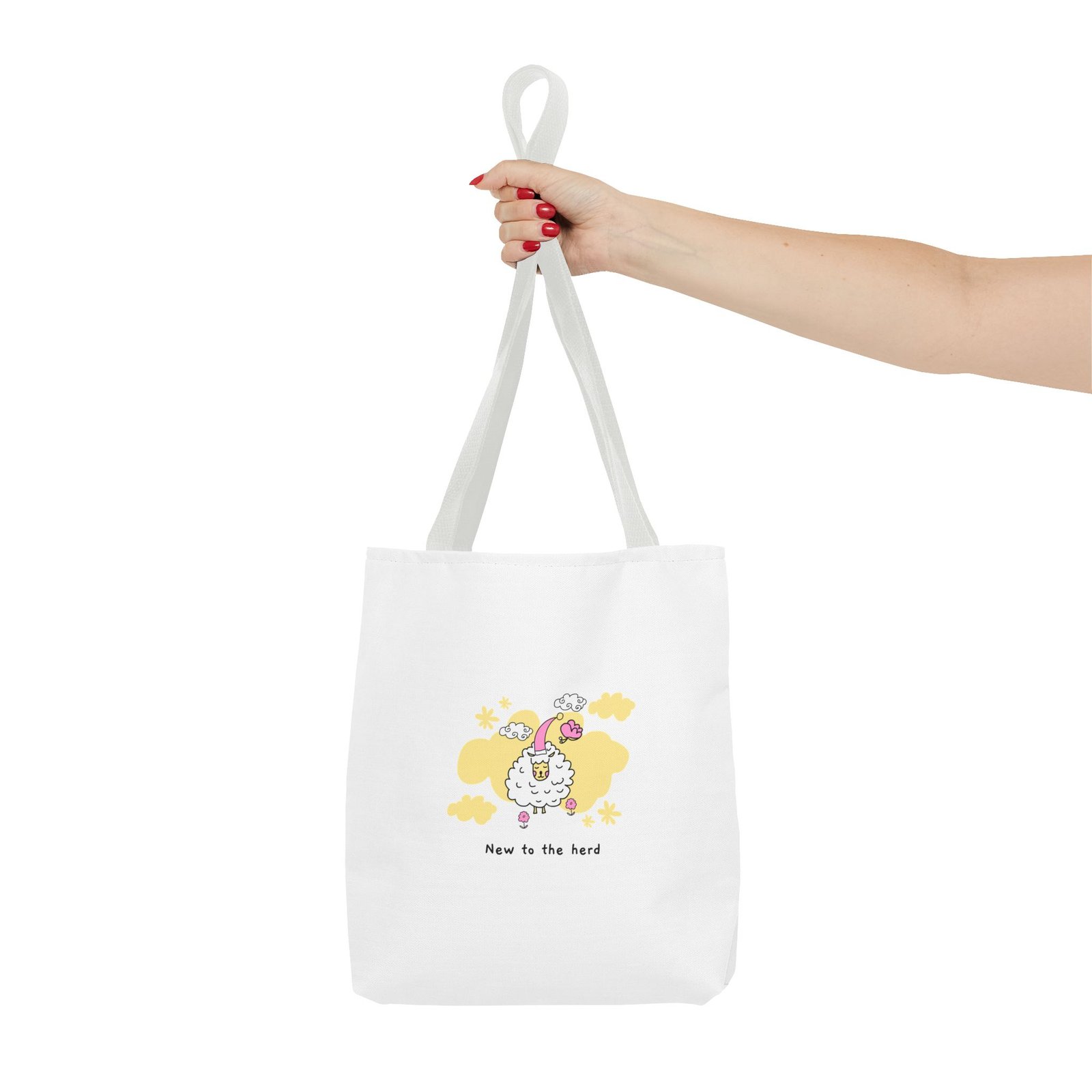 New to the Herd Cute Fluffy Sheep Graphic - Tote Bag - Image 4