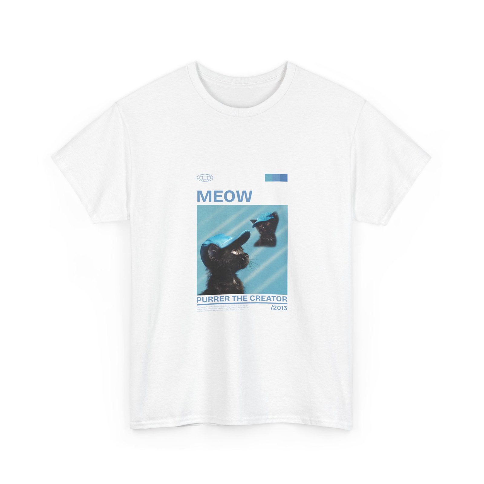Playful Meow Cat Creator Graphic with Whiskers and Paws - T-shirt - Image 3