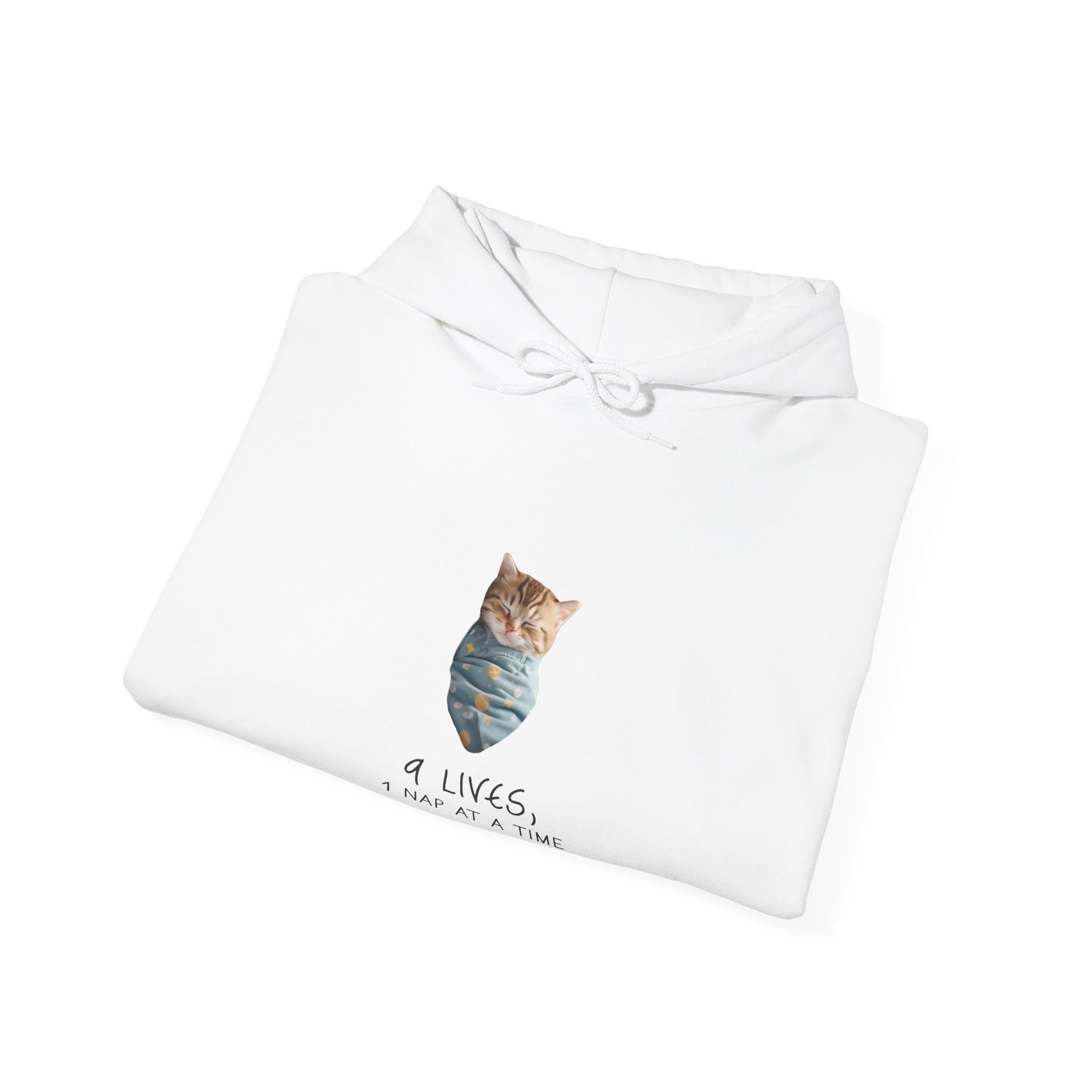 Cute Cat Illustration with "Lives Nap at a Time" Sleepy Theme - Hoodie - Image 4