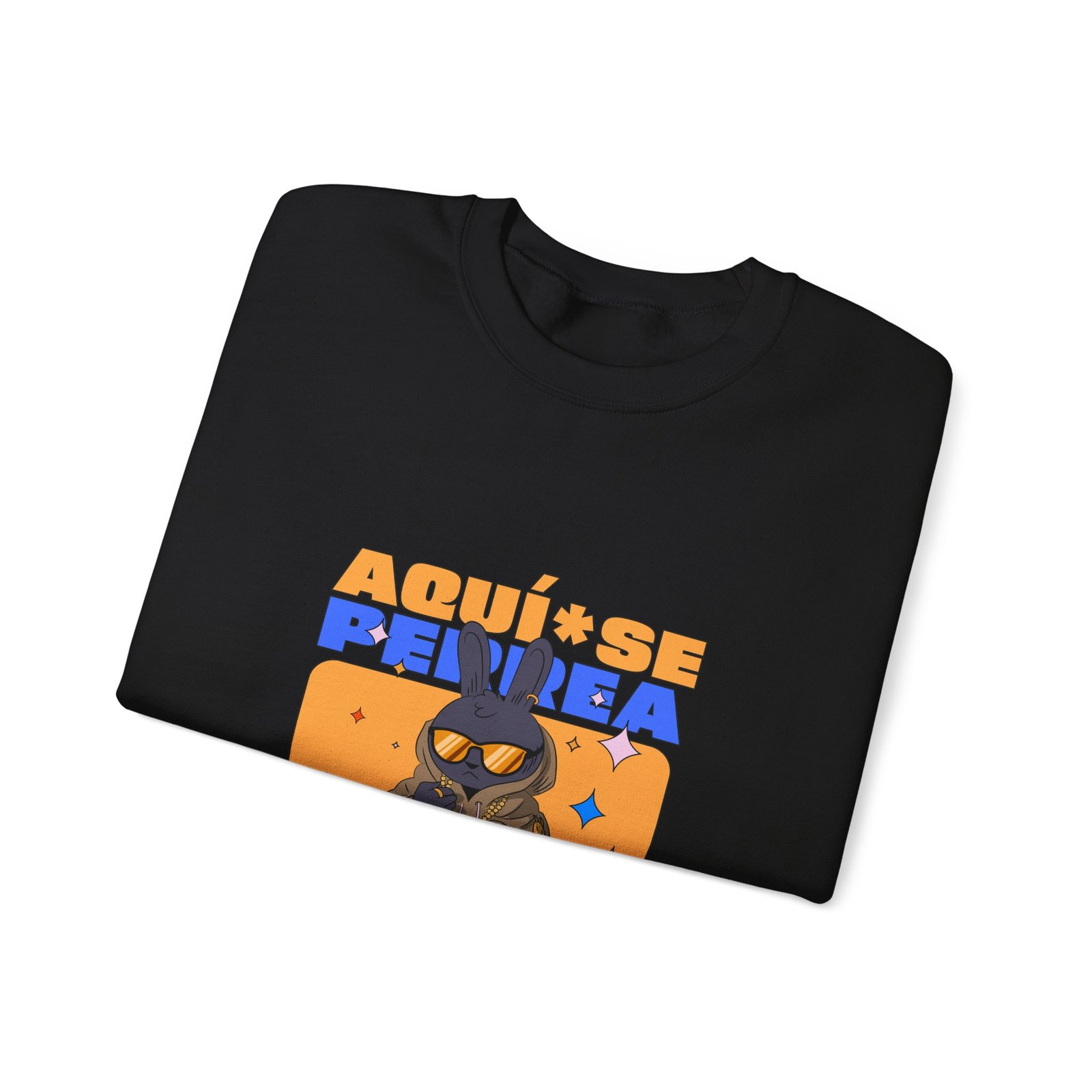 AQUÍ SE PERREA Bunny Urban Streetwear Graphic Design - Sweatshirt - Image 3