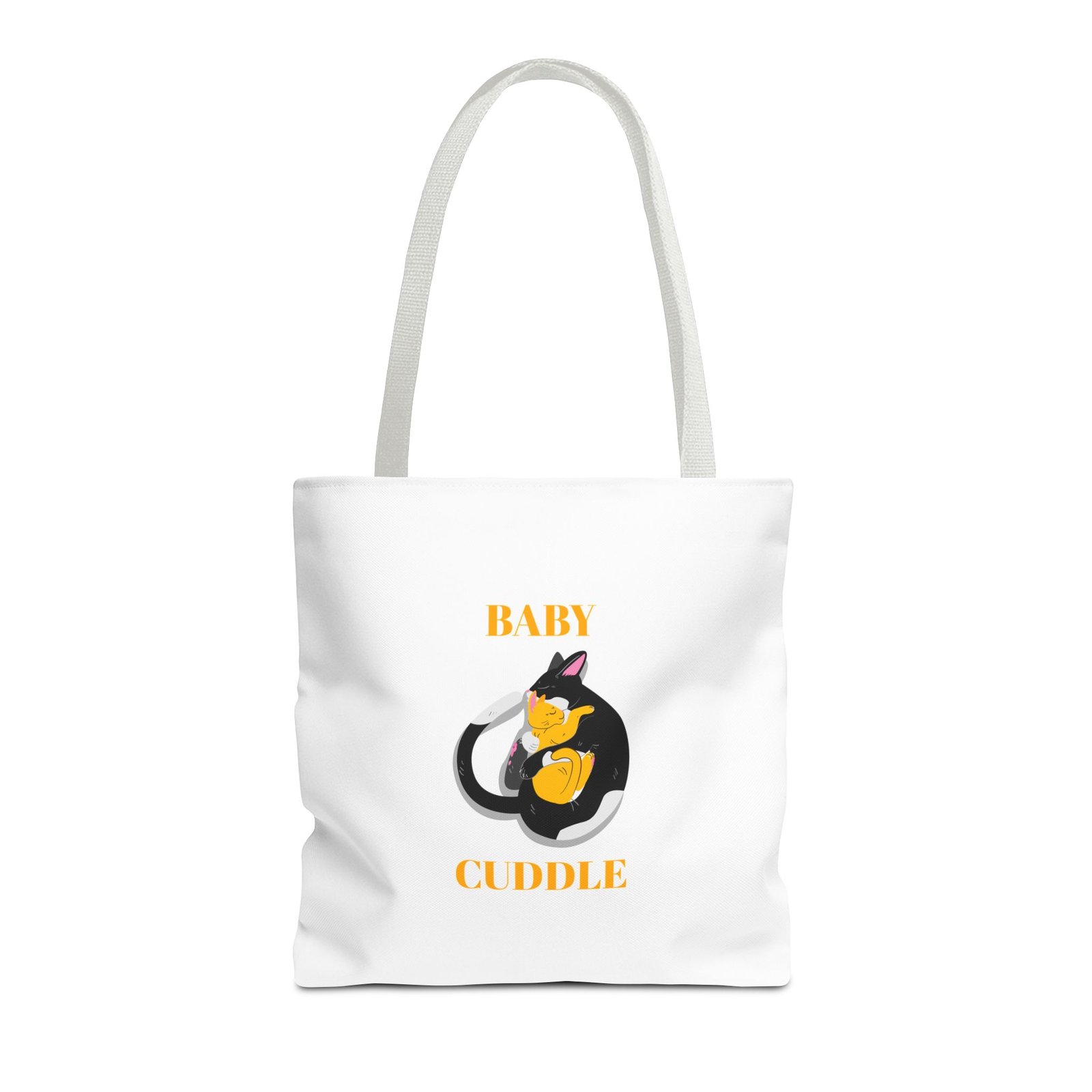 Adorable Baby Cuddling a Cozy Cat Illustration - Tote Bag - Image 5