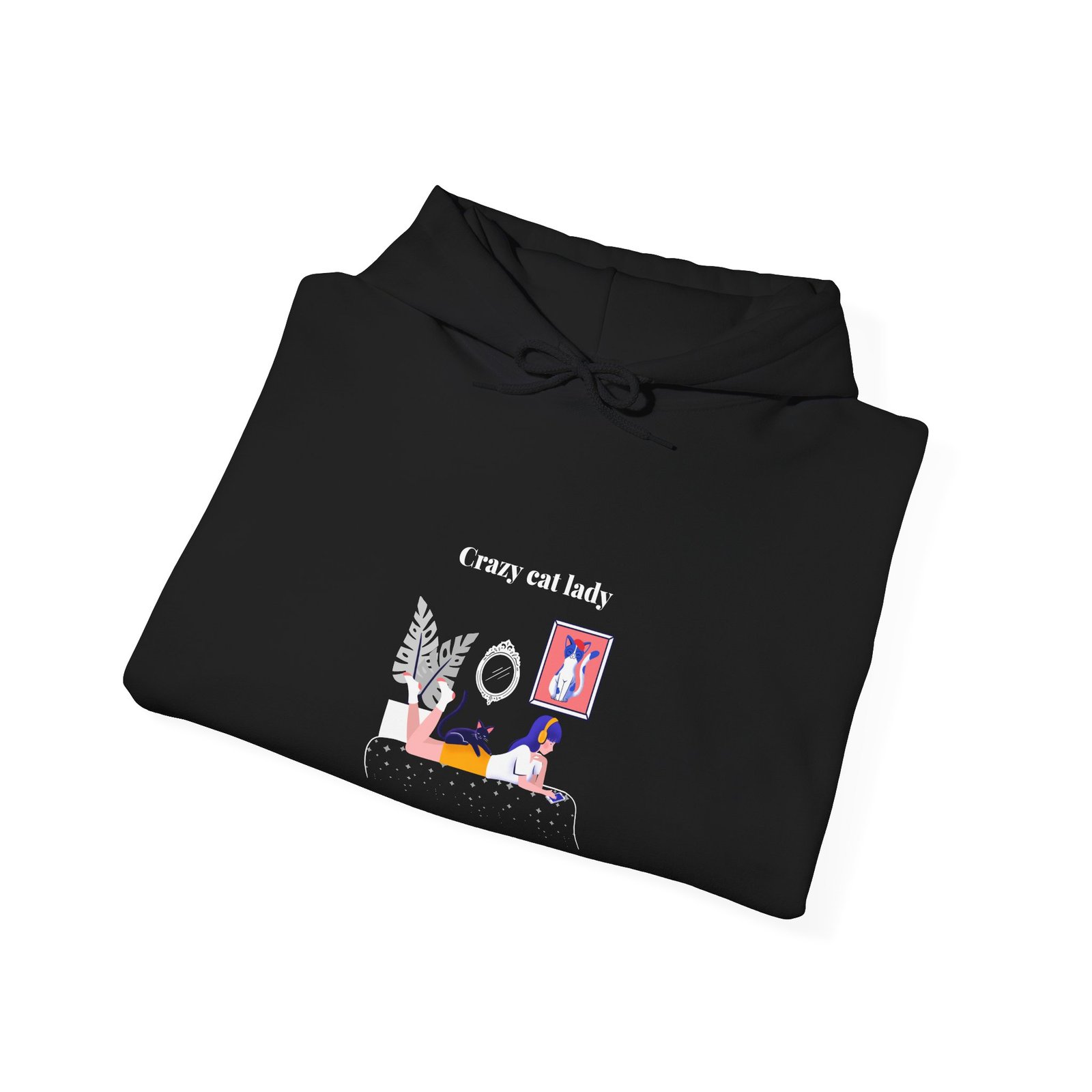 Crazy Cat Lady Relaxed Cat Illustration with Whimsical Charm - Hoodie - Image 4