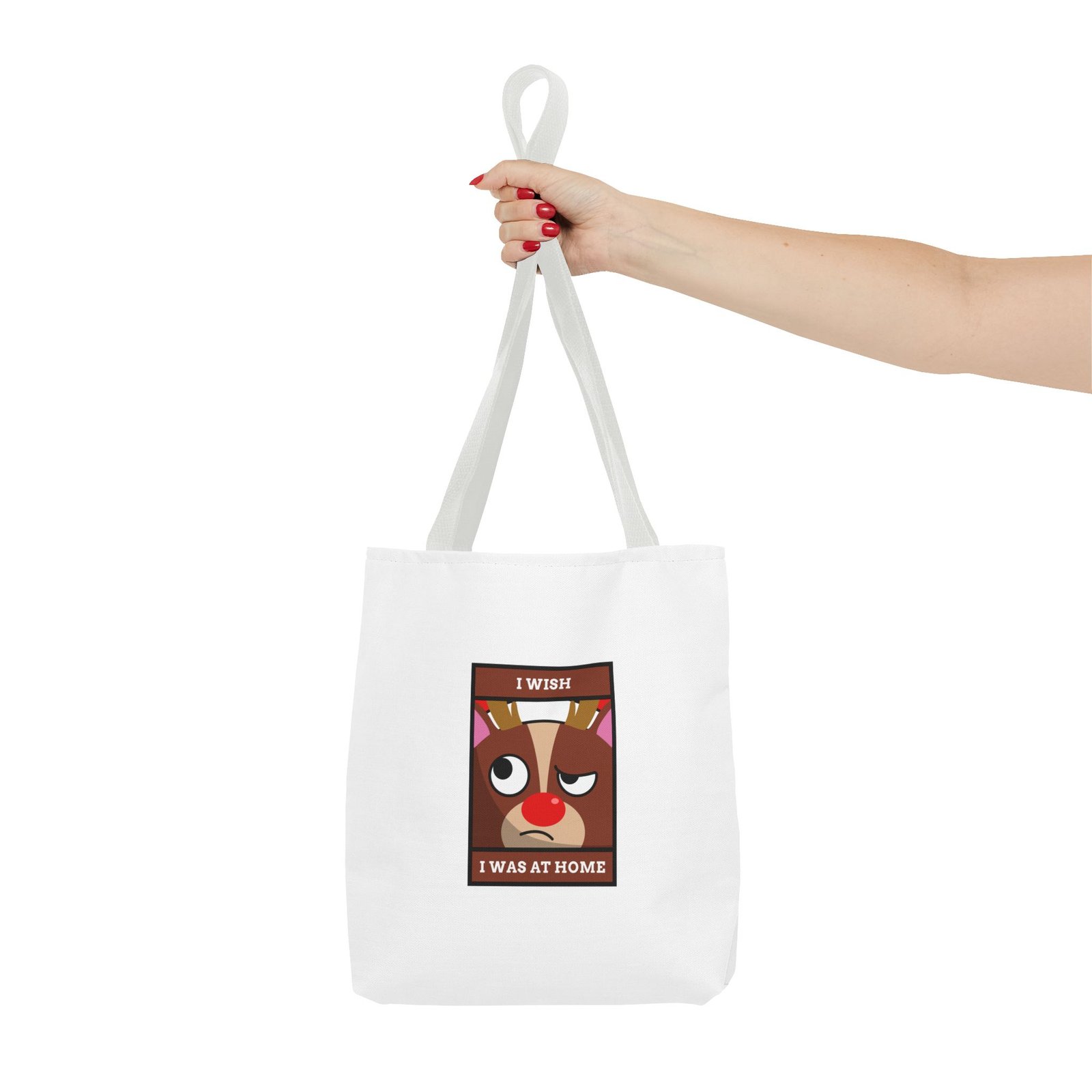 I WISH I WAS AT HOME Reindeer Grumpy Holiday Graphic - Tote Bag - Image 4