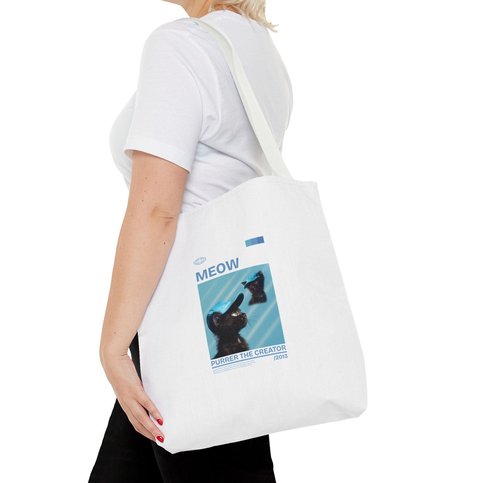 Playful Meow Cat Creator Graphic with Whiskers and Paws - Tote Bag - Image 8