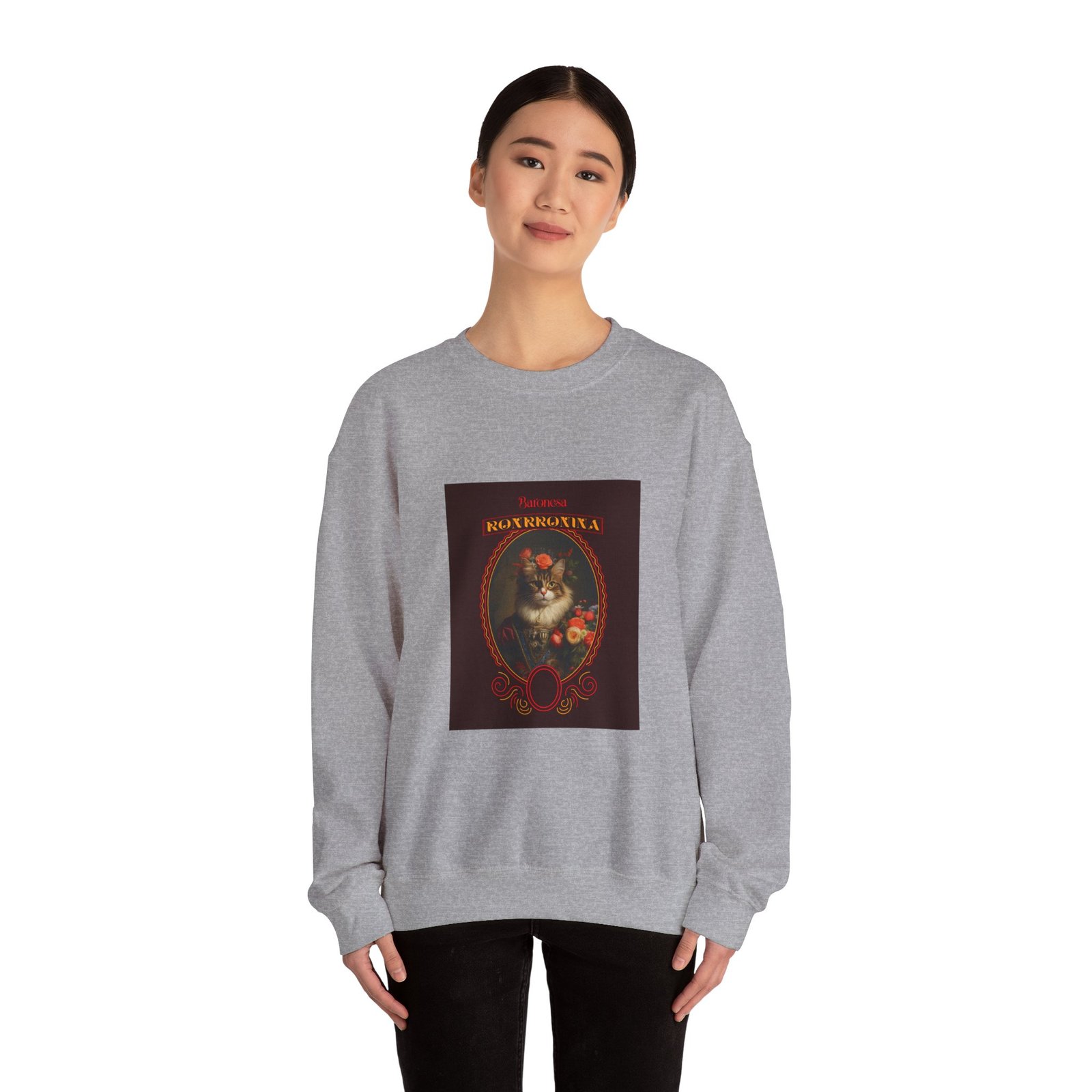 Baronessa Murronika Vintage Cat Illustration with Elegant Flair - Sweatshirt - Image 12