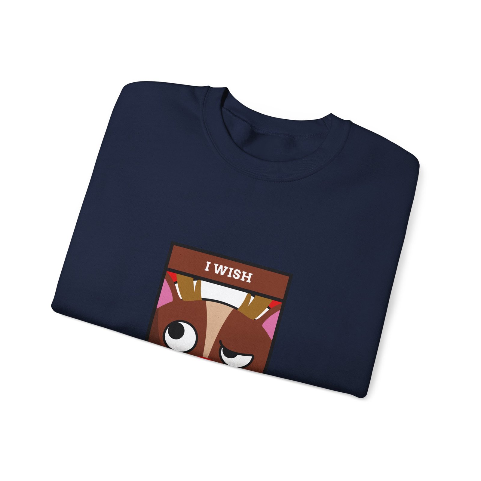 I Wish I Was At Home Grumpy Reindeer Holiday Design - Sweatshirt - Image 11