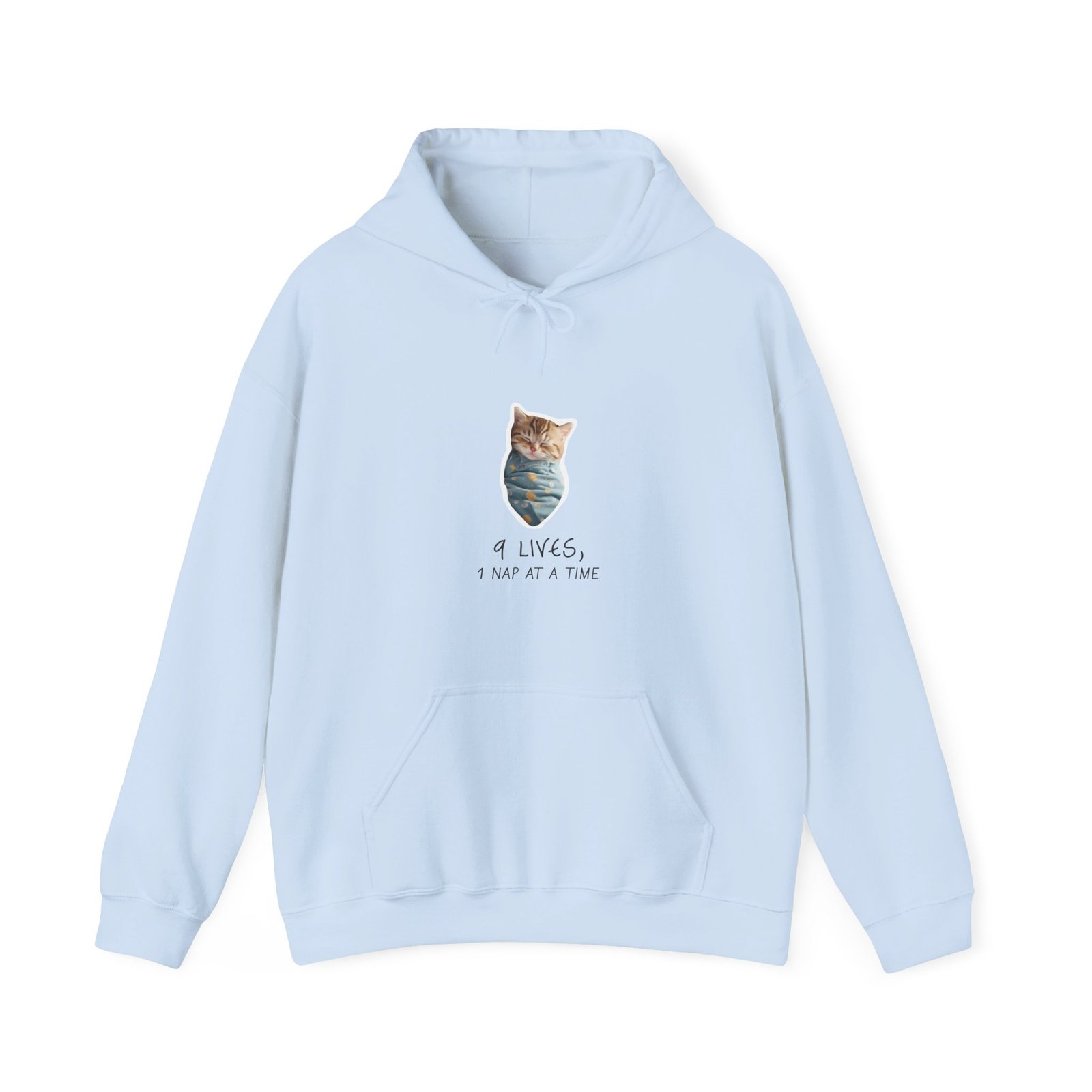 Cute Cat Illustration with "Lives Nap at a Time" Sleepy Theme - Hoodie - Image 9