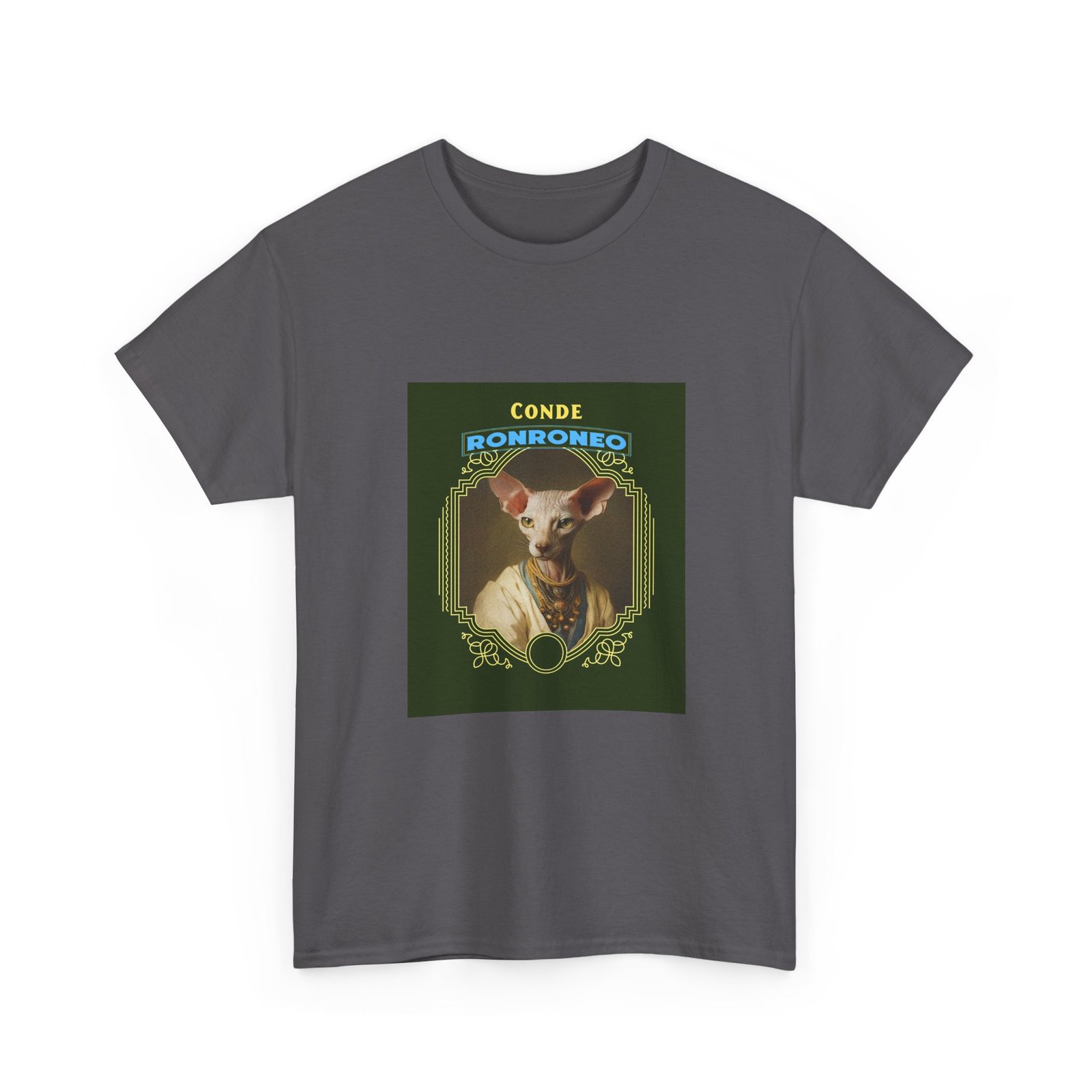 CONDE RONRONEO Sphynx Cat Noble Artistic Illustration - T-shirt - Image 7