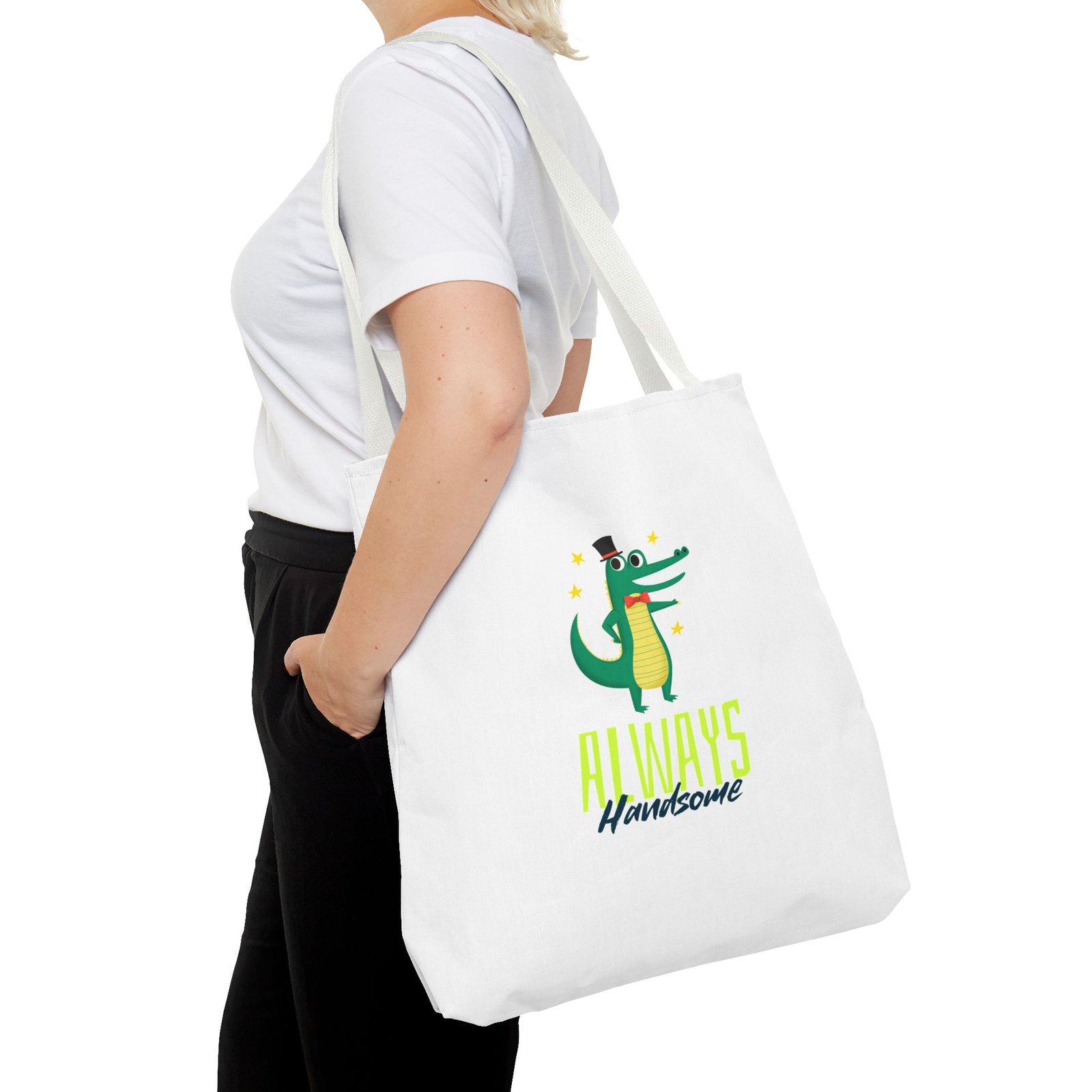 Always Handsome Crocodile Charming Illustration - Tote Bag - Image 12