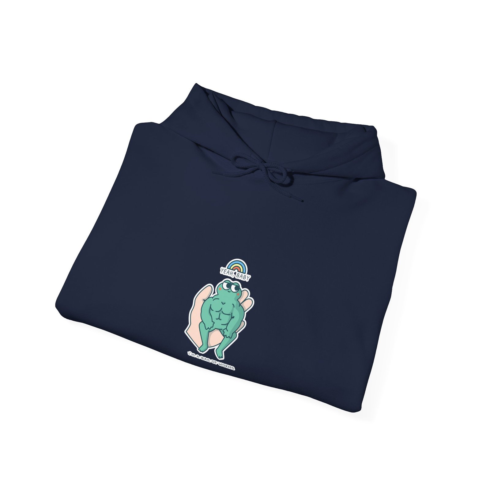 Yeah Baby Buff Frog Cartoon Muscle Fitness Illustration - Hoodie - Image 12