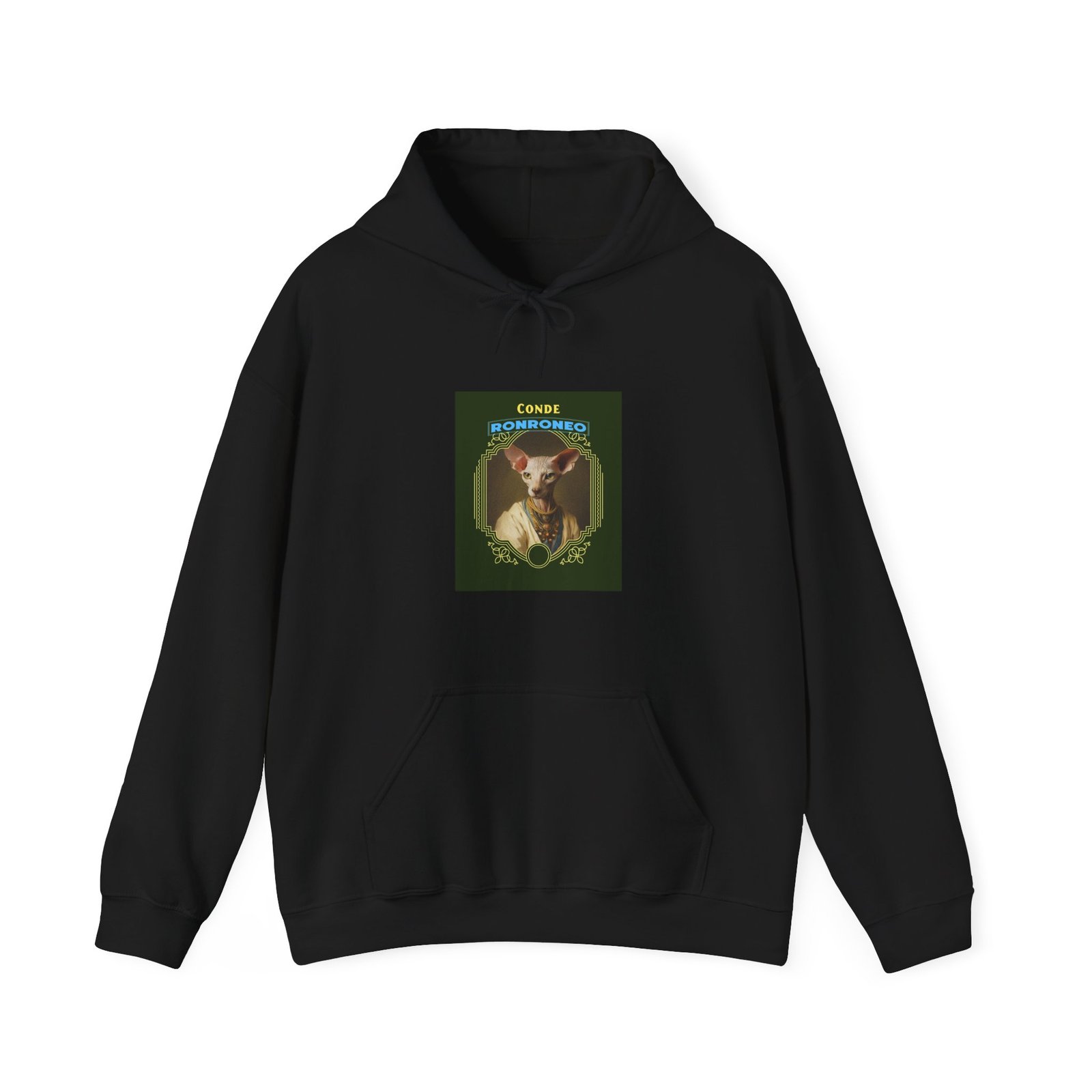 CONDE RONRONEO Sphynx Cat Noble Artistic Illustration - Hoodie