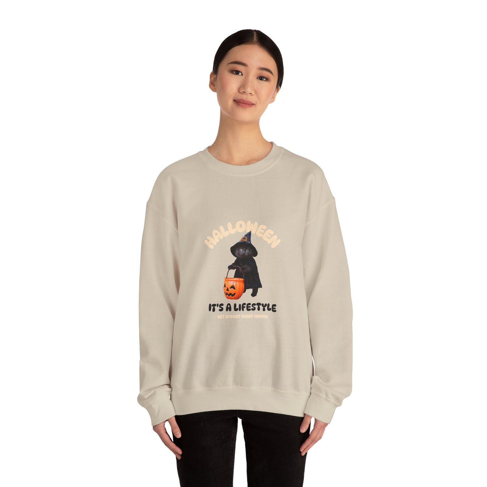 Halloween Lifestyle Cat with Spooky Vibes Design - Sweatshirt - Image 8