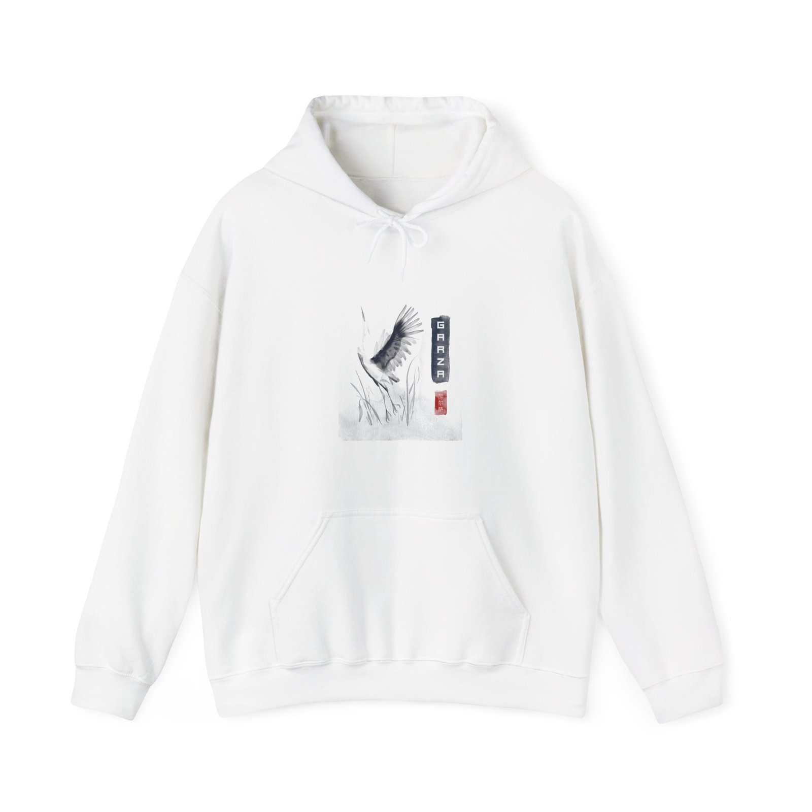 Graceful Garza Heron with Elegant Feather Details - Hoodie